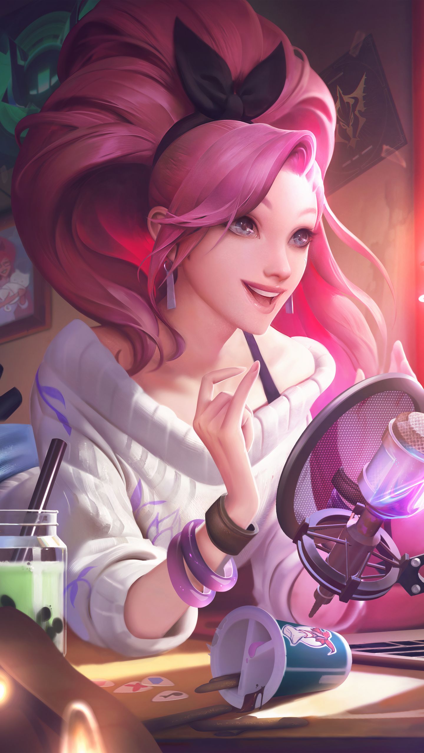 Download mobile wallpaper League Of Legends, Pink Hair, Video Game, Long Hair, K Pop, Seraphine (League Of Legends) for free.