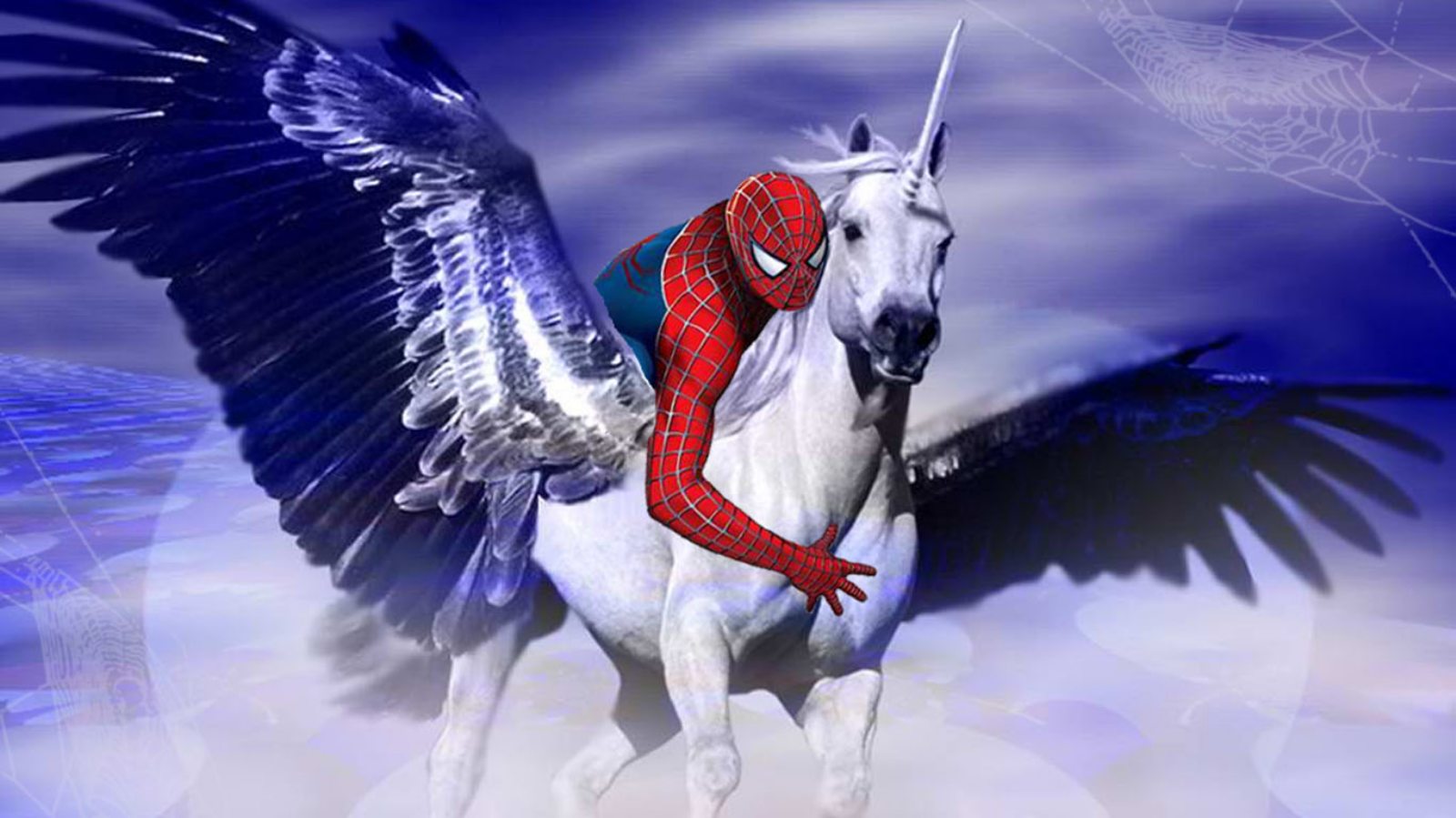 Free download wallpaper Fantasy, Spider Man, Artistic, Unicorn on your PC desktop