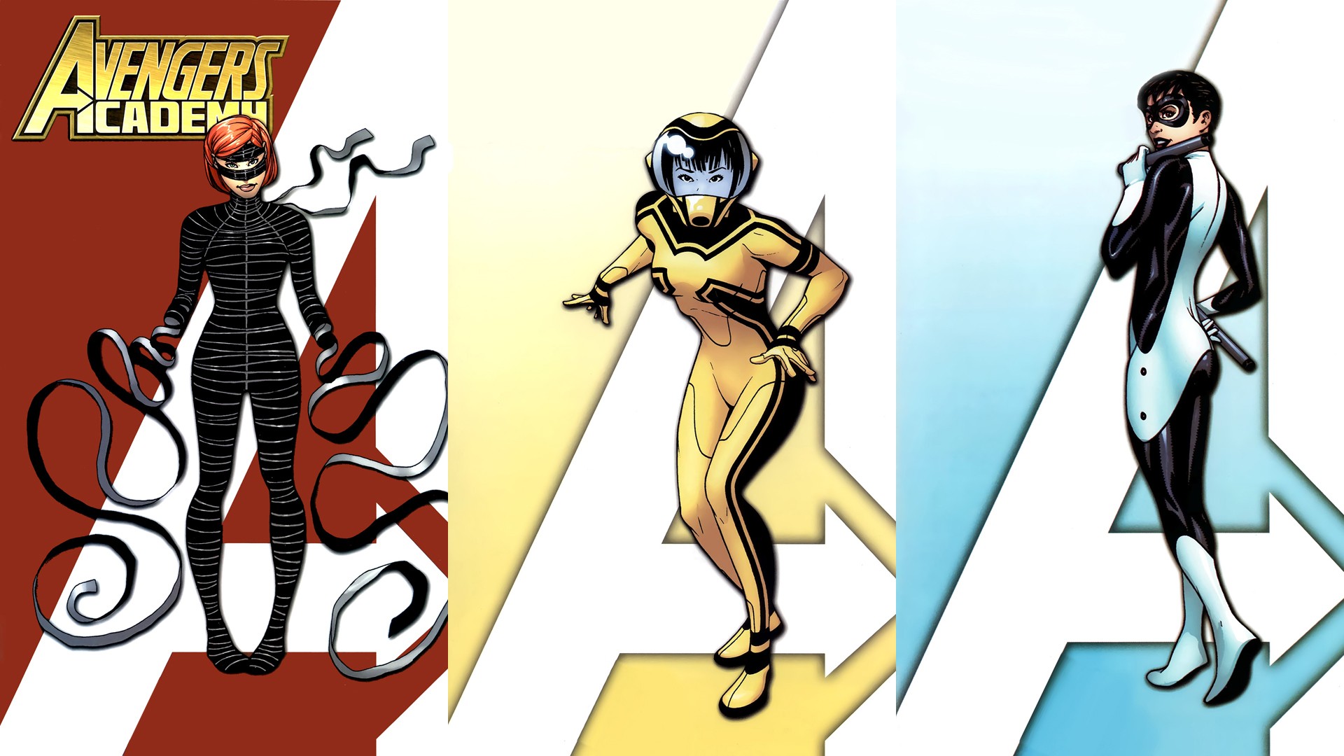 comics, avengers academy, finesse (marvel), hazmat (marvel), veil (marvel)