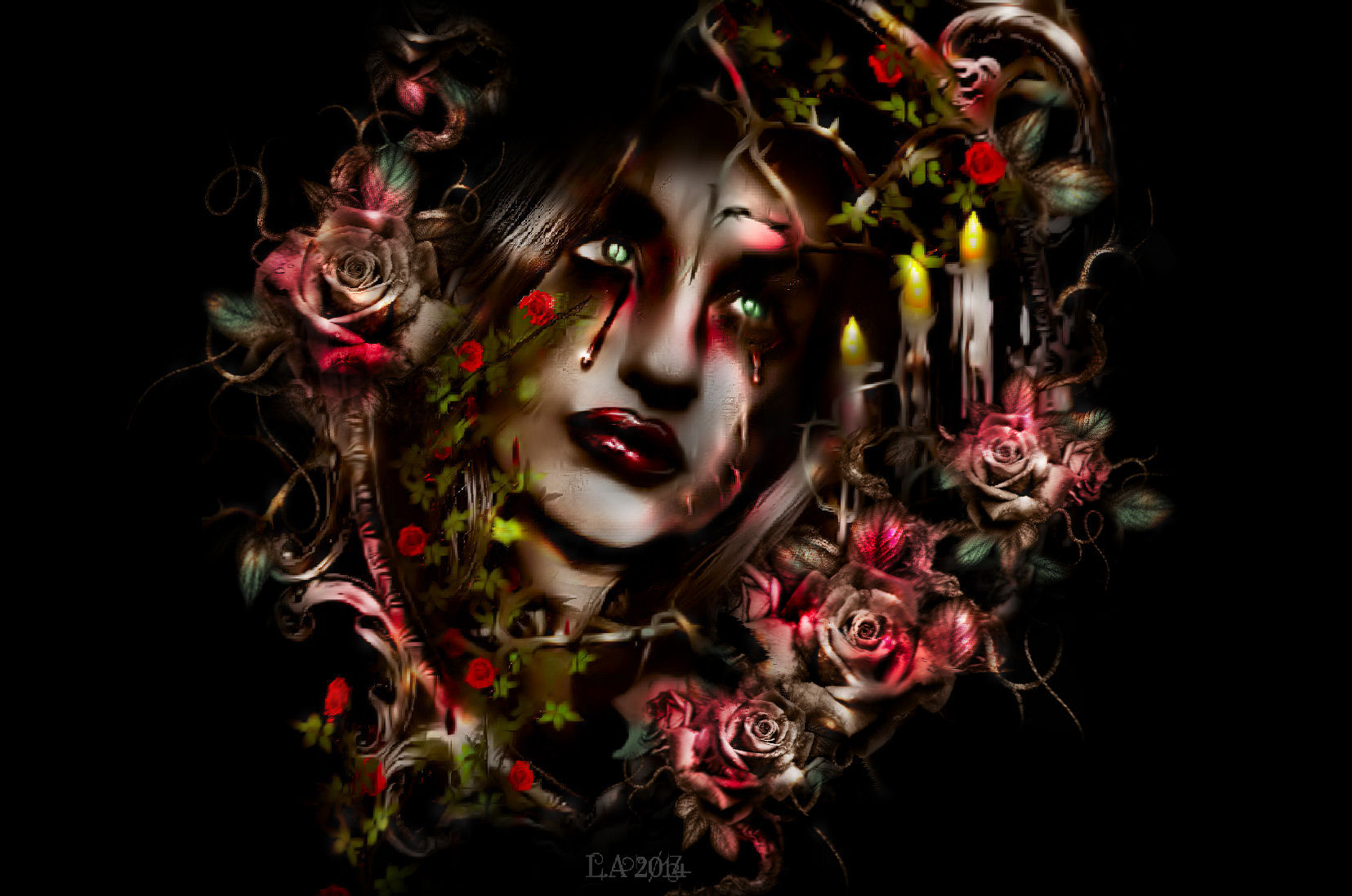 Free download wallpaper Gothic, Blood, Dark, Eye, Women, Vampire on your PC desktop