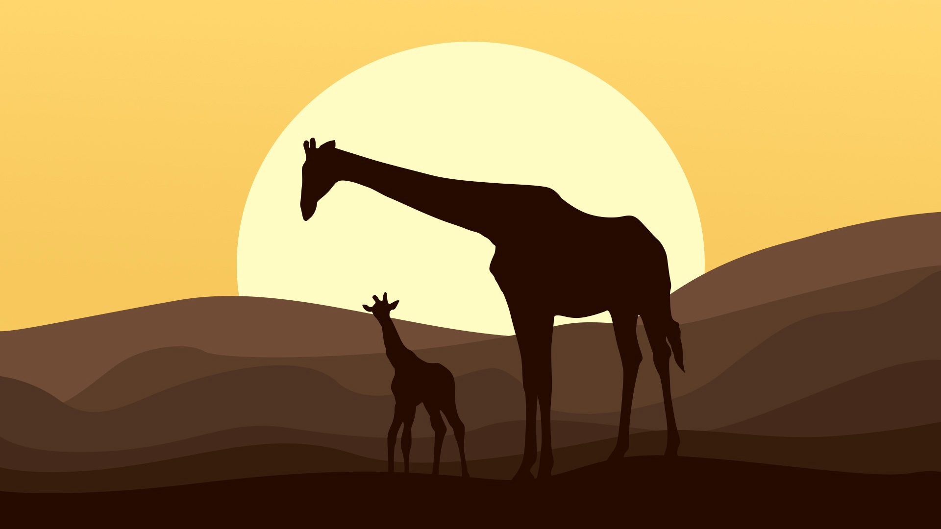 Download mobile wallpaper Sun, Animal, Artistic, Giraffe, Baby Animal for free.