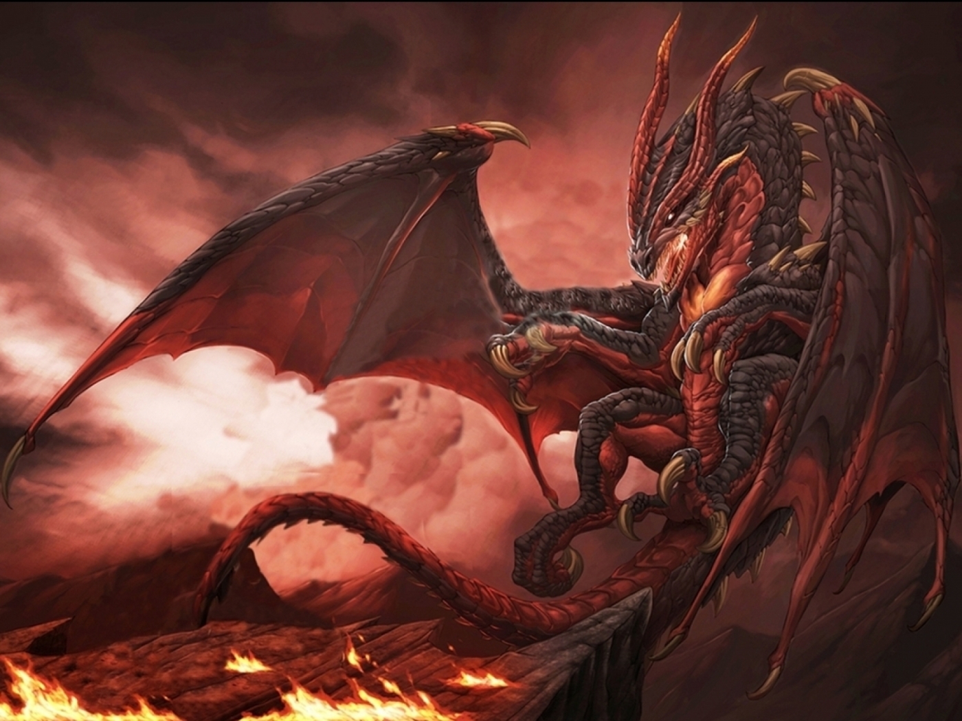dragons, fantasy, red