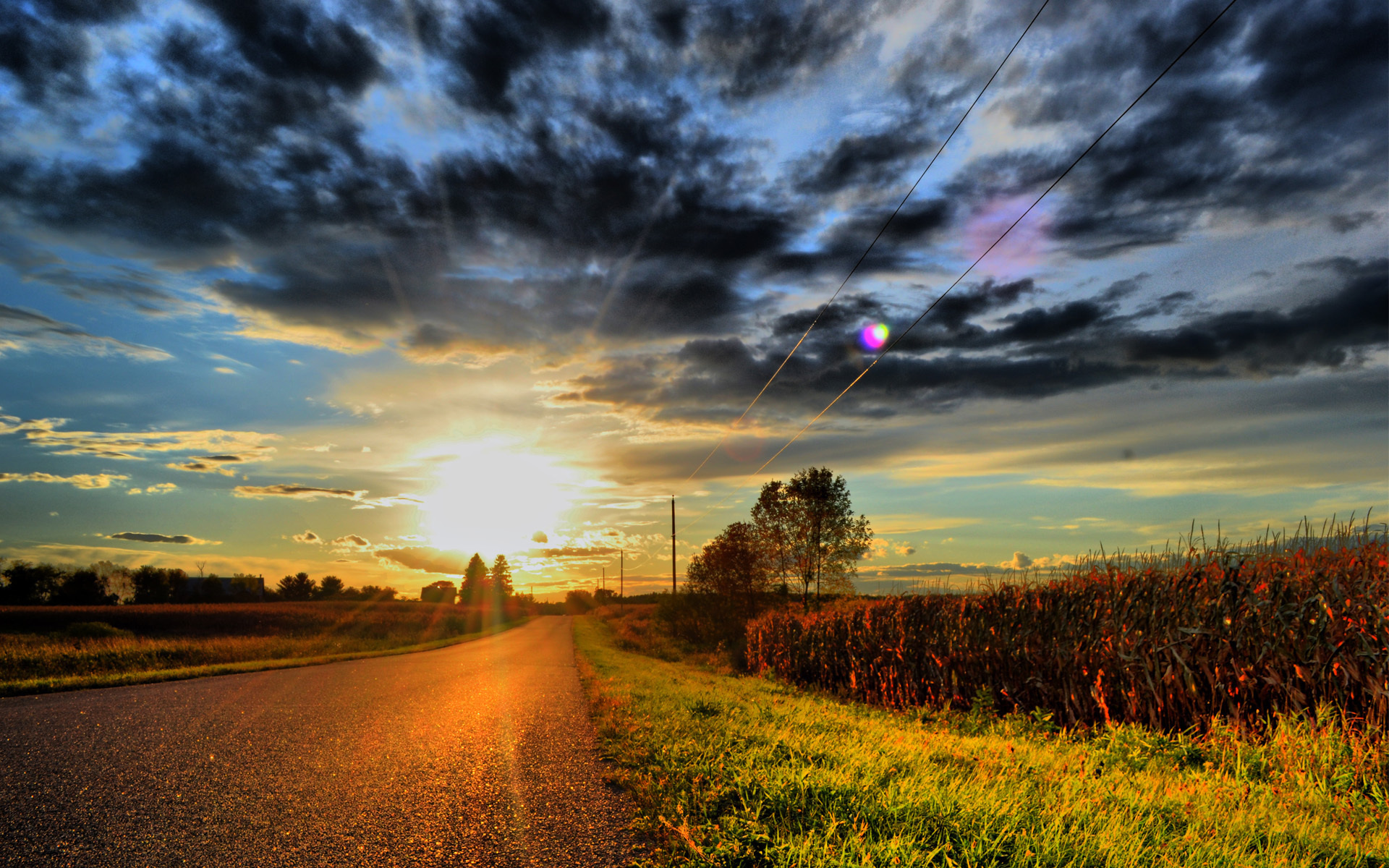 Download background landscape, sunset, roads