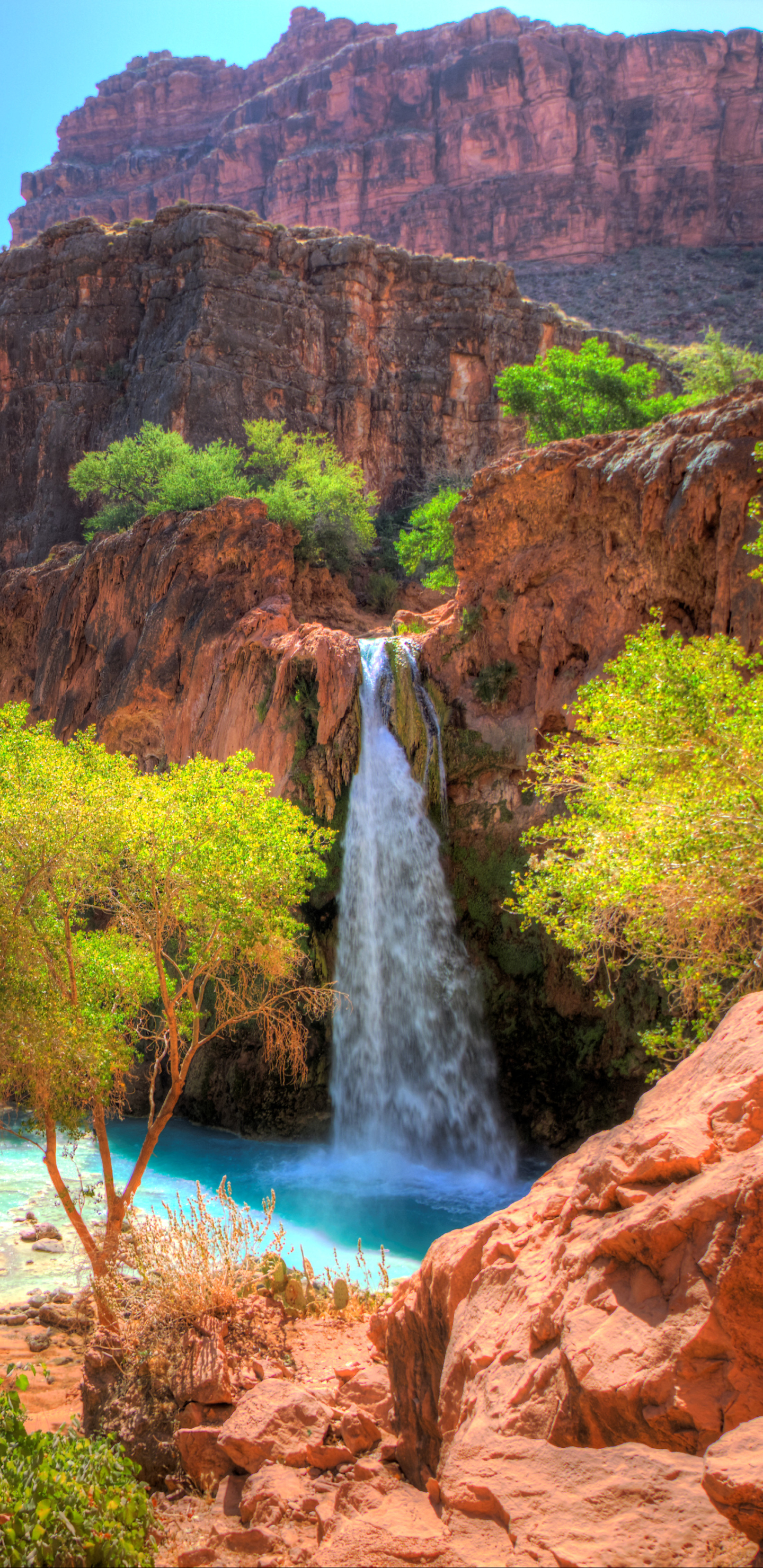 Download mobile wallpaper Landscape, Nature, Water, Waterfall, Earth, Cliff, Hdr for free.
