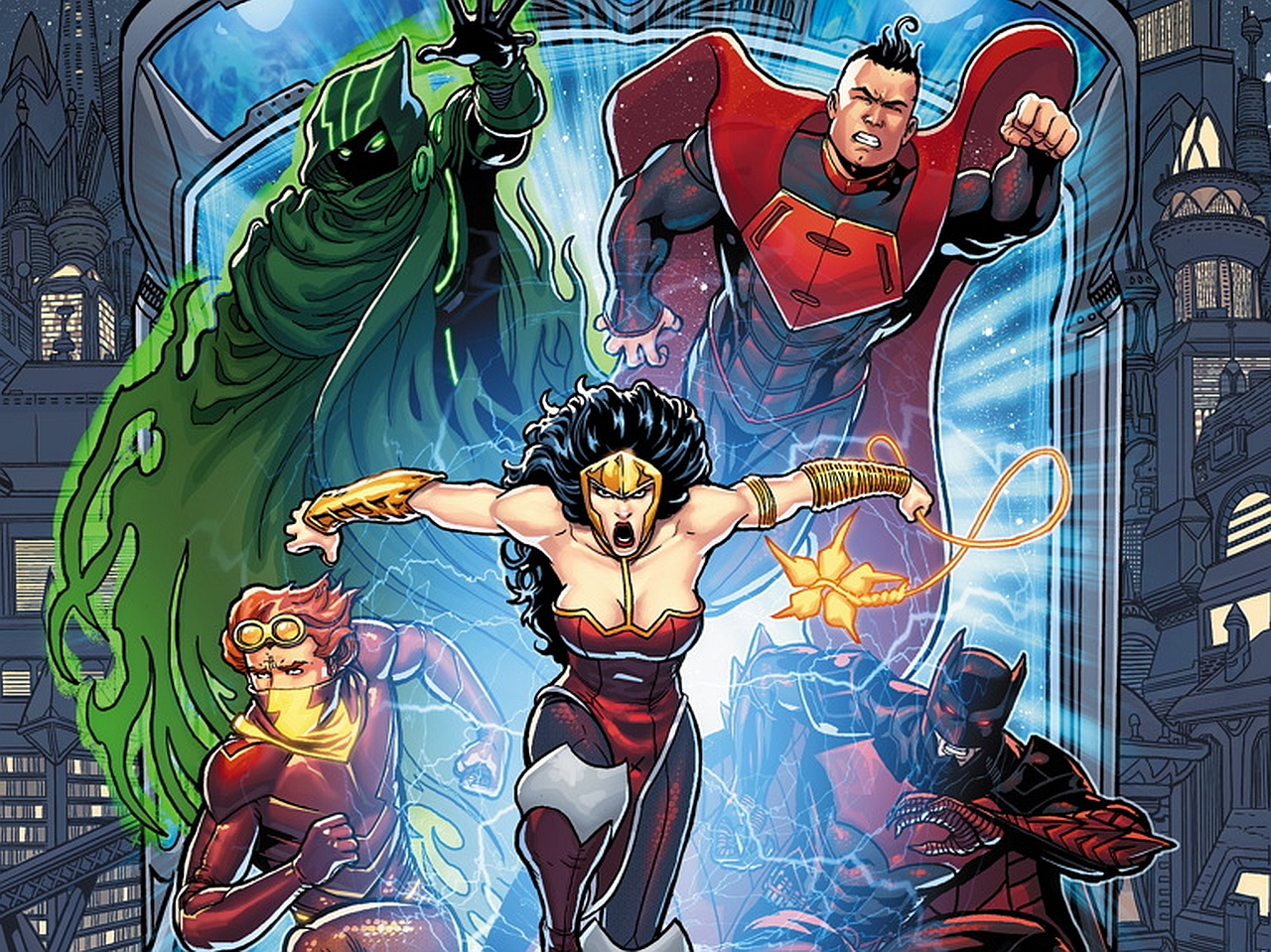 Descarga gratuita de fondo de pantalla para móvil de Superhombre, Destello, Historietas, Dc Comics, Hombre Murciélago, Linterna Verde, Mujer Maravilla, Liga De La Justicia 3000.