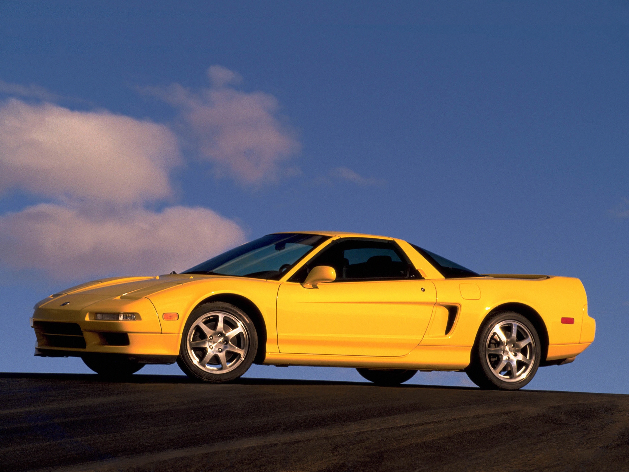 auto, sky, acura, cars, yellow, side view, style, akura, nsx t, nskh t, nsh t