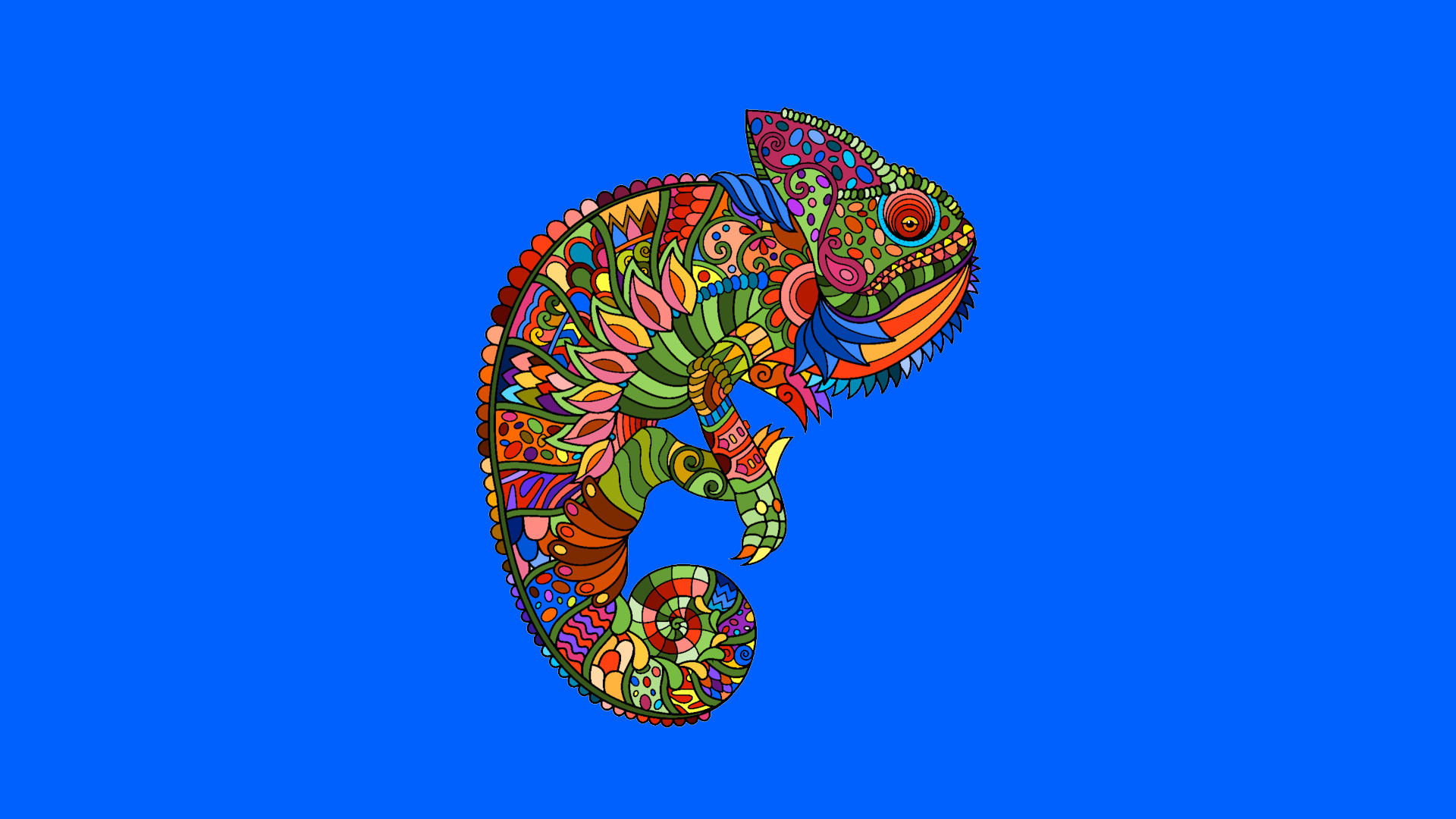 Download mobile wallpaper Animal, Chameleon, Reptiles, Dream, Mandala for free.