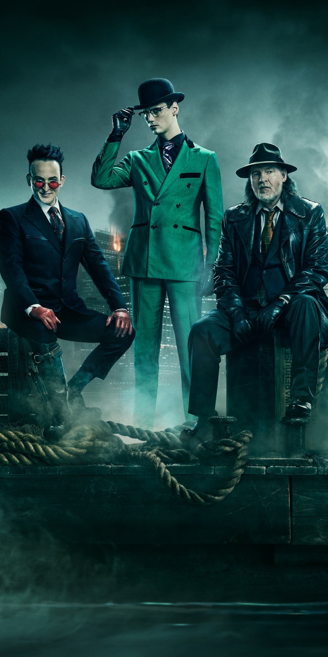 Download mobile wallpaper Batman, Tv Show, Gotham, Robin Lord Taylor, Donal Logue, Cory Michael Smith for free.
