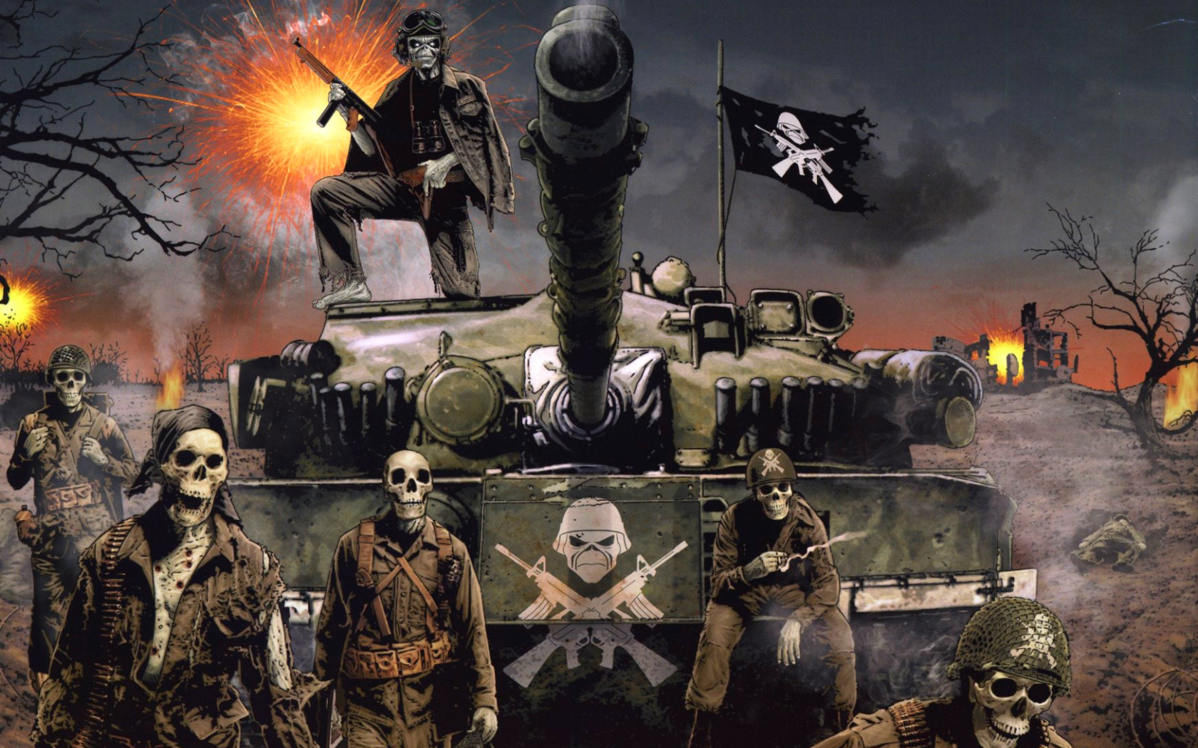 Download mobile wallpaper Soldier, Skeleton, Dark for free.