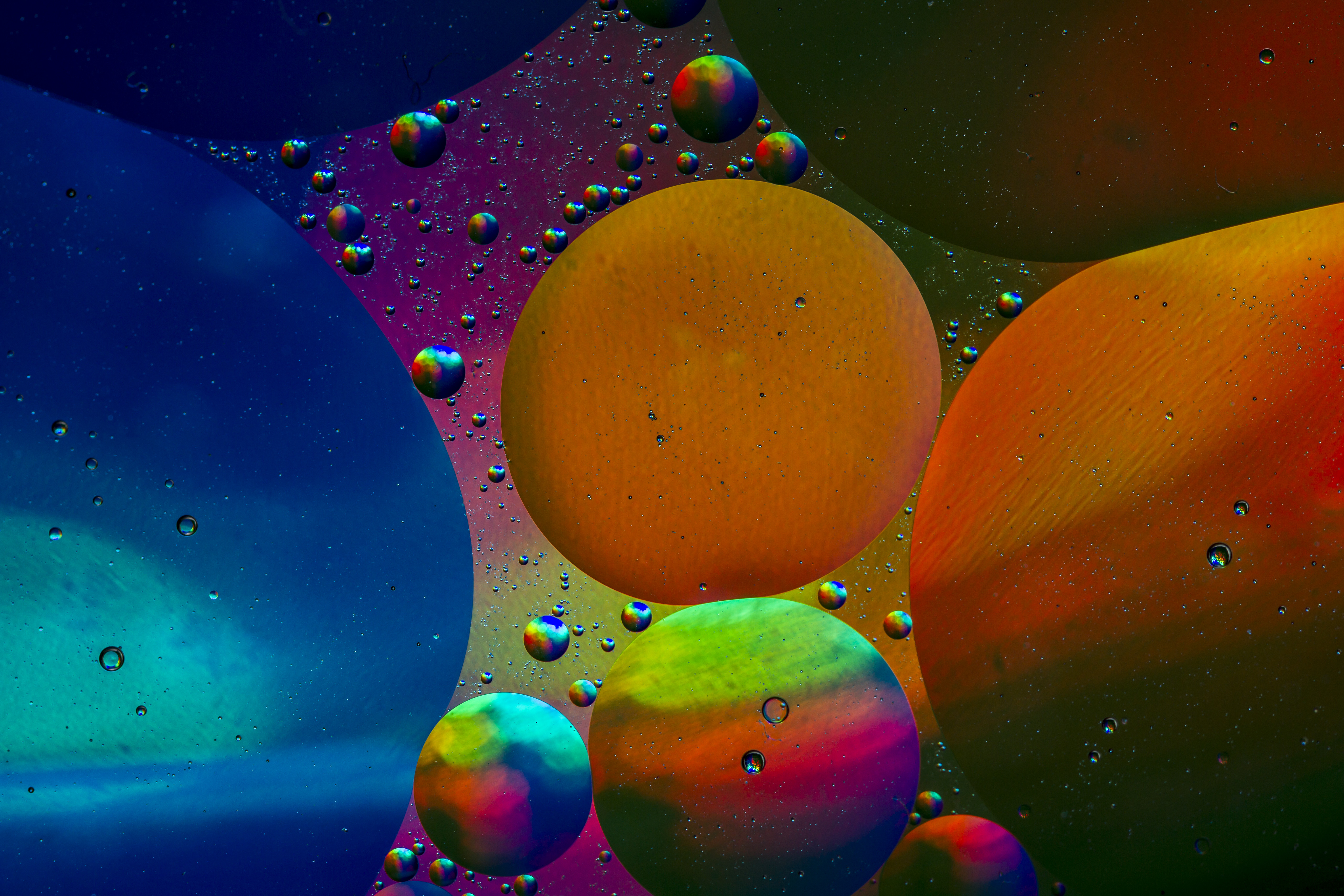 Download mobile wallpaper Water, Motley, Abstract, Multicolored, Bubbles for free.