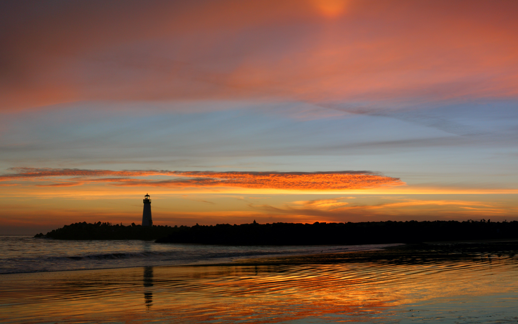 Free download wallpaper Sunset, Lighthouse, Man Made on your PC desktop