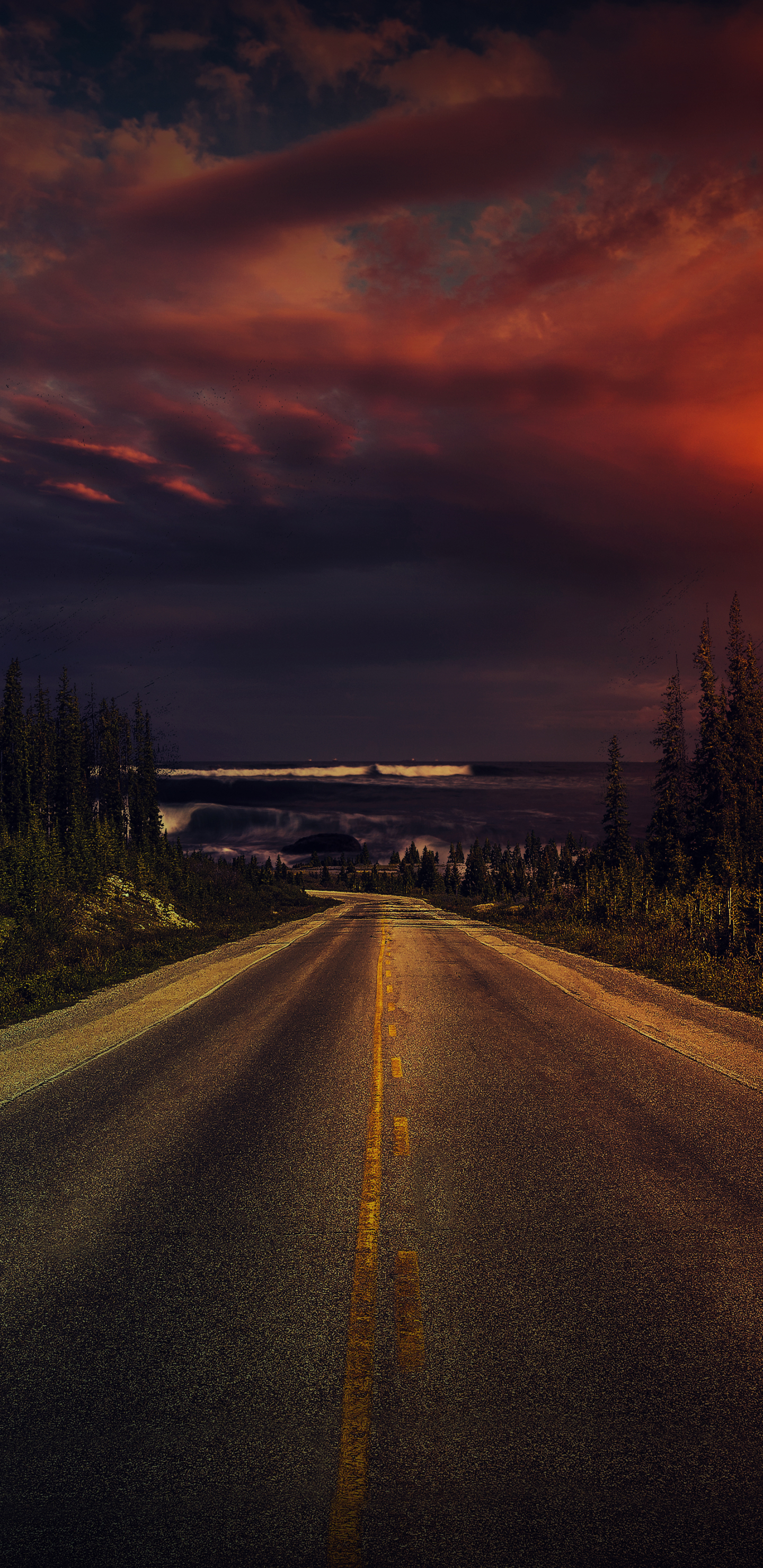 Download mobile wallpaper Sunset, Sky, Road, Man Made for free.