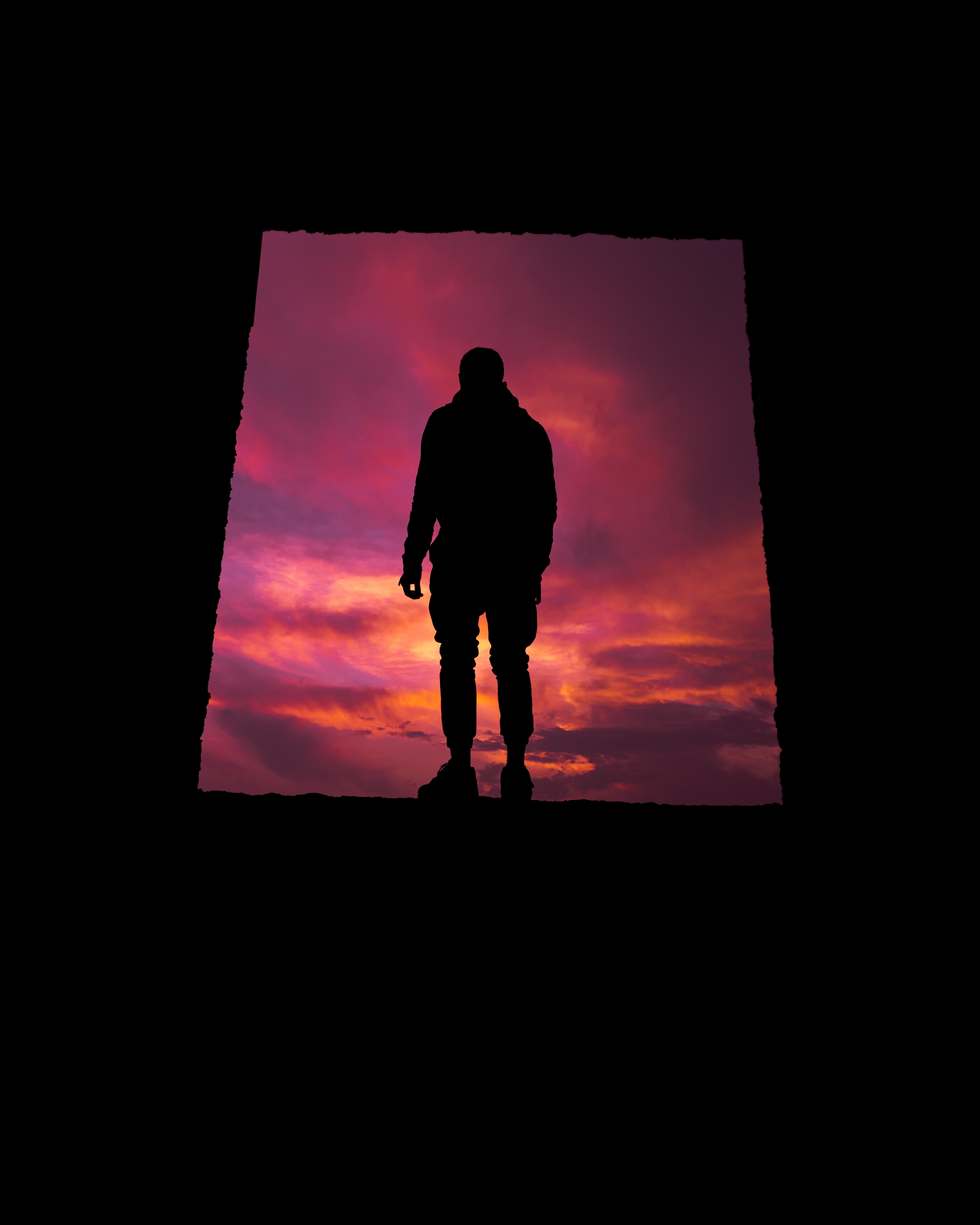 Download mobile wallpaper Sunset, Lonely, Silhouette, Loneliness, Alone for free.