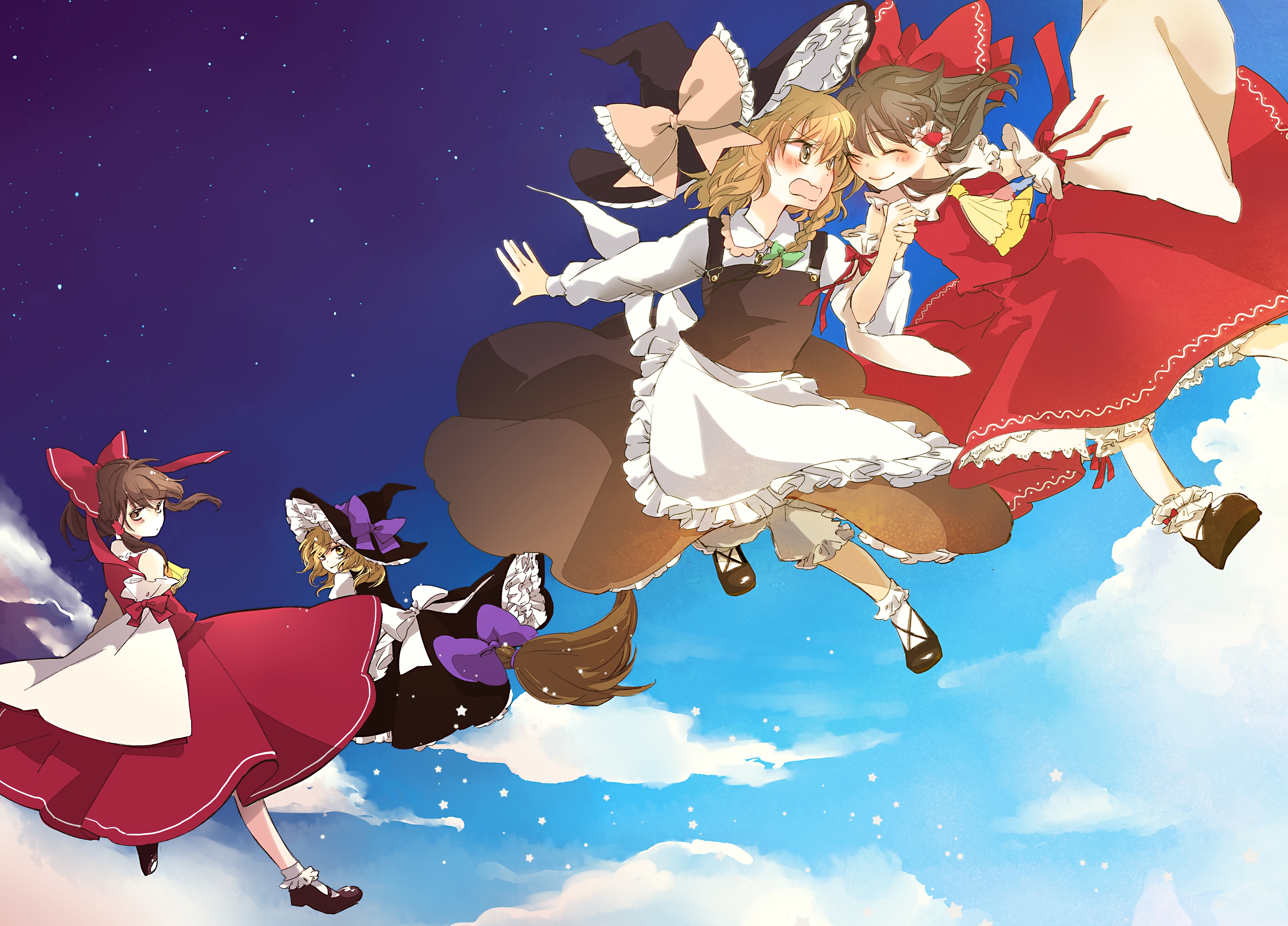 Téléchargez des papiers peints mobile Animé, Touhou, Reimu Hakurei, Marisa Kirisame gratuitement.