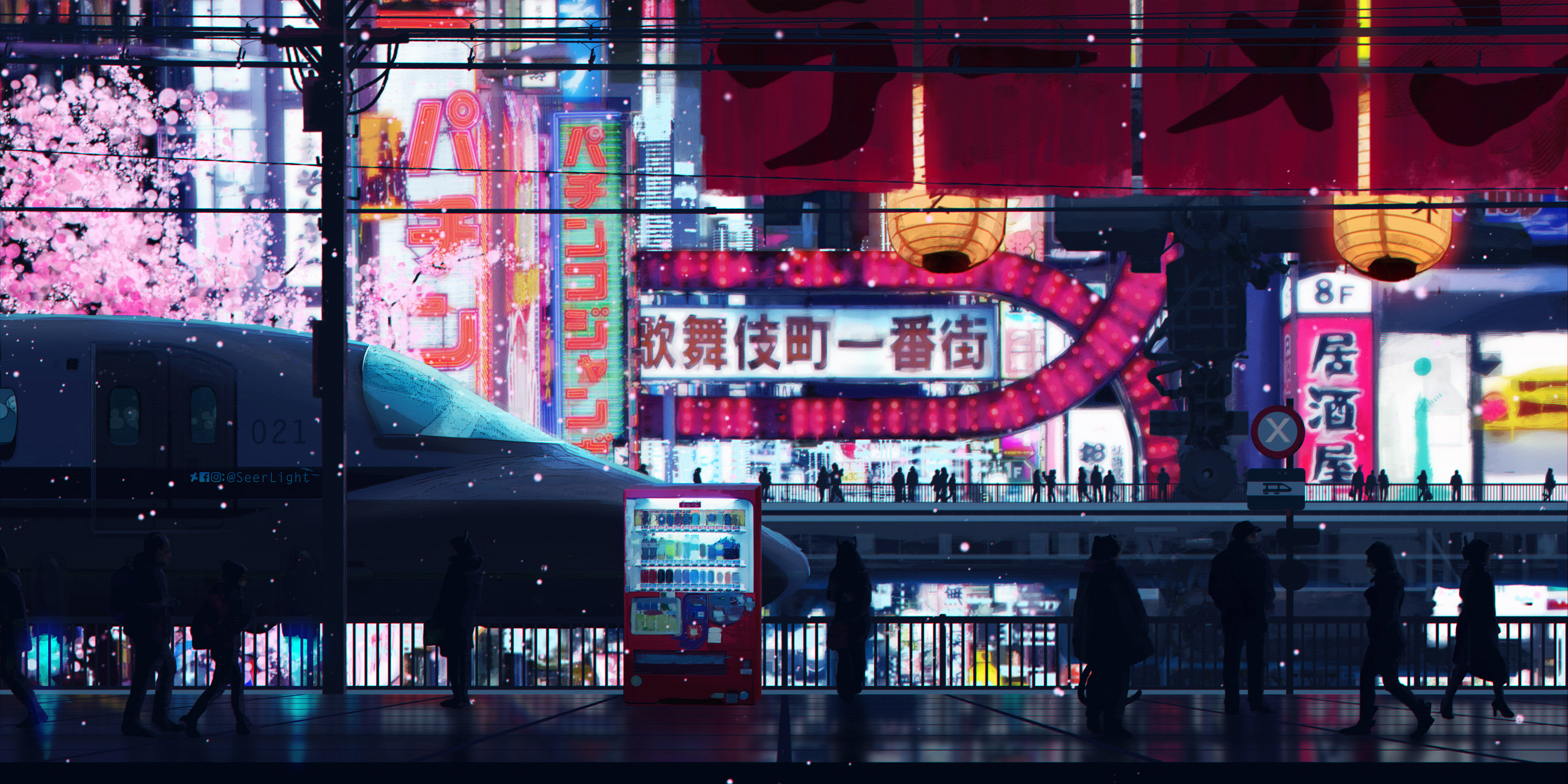 street, people, anime, city