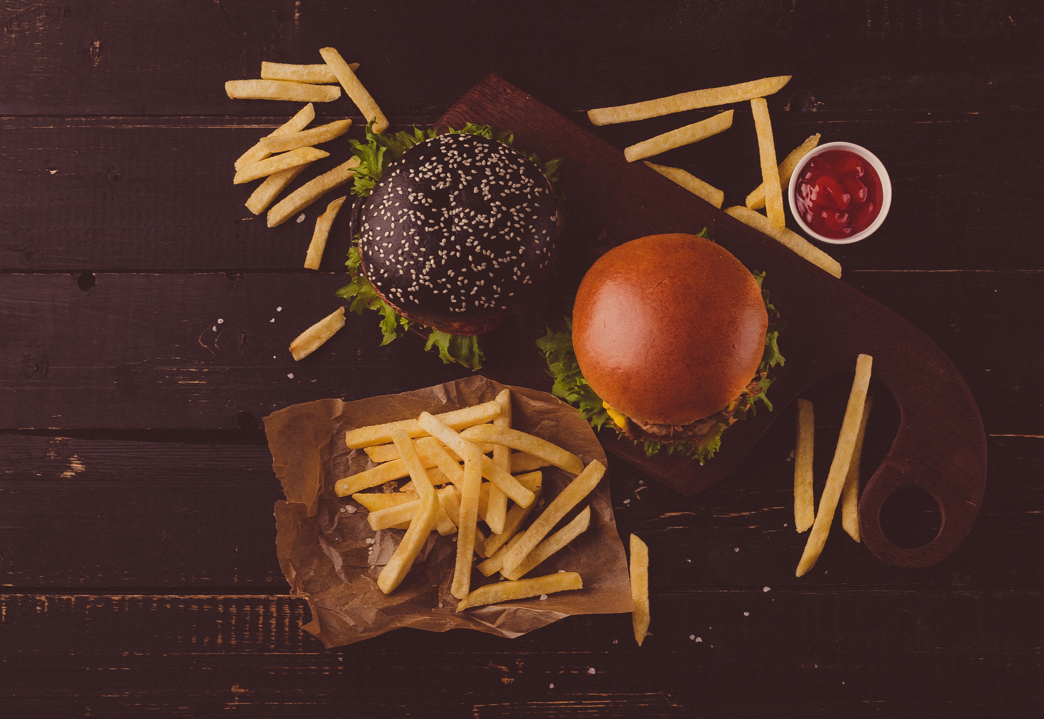 Download mobile wallpaper Food, Still Life, Burger, French Fries for free.