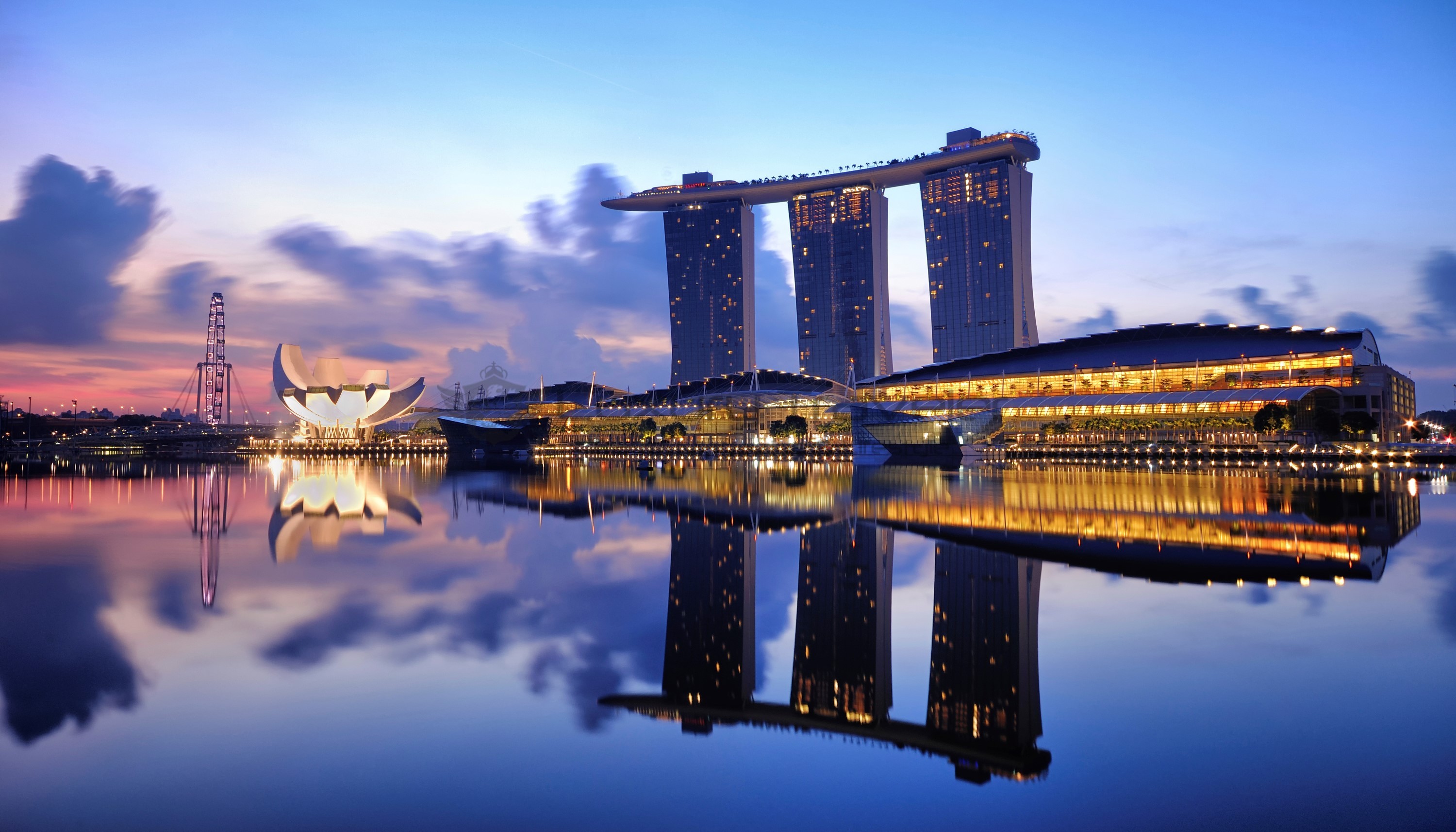Free download wallpaper Night, Skyscraper, Building, Reflection, Singapore, Man Made, Marina Bay Sands on your PC desktop
