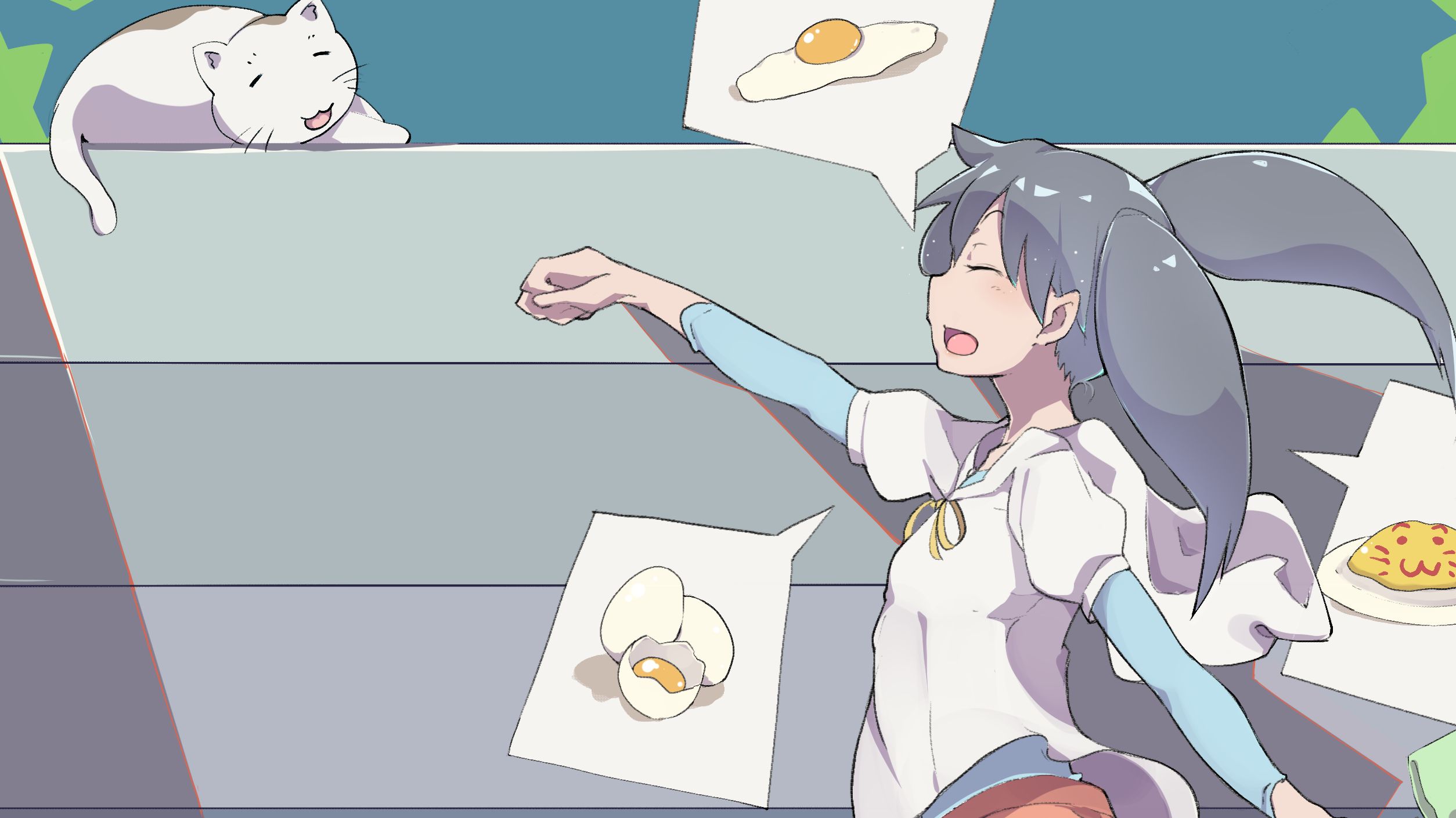anime, wixoss, cat, egg, omelette, tama (wixoss)
