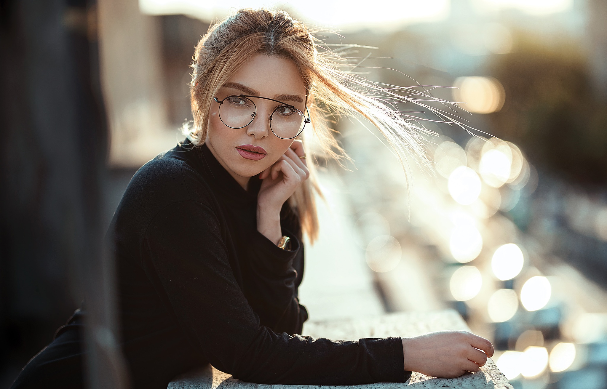 Free download wallpaper Bokeh, Glasses, Brunette, Model, Women, Depth Of Field on your PC desktop