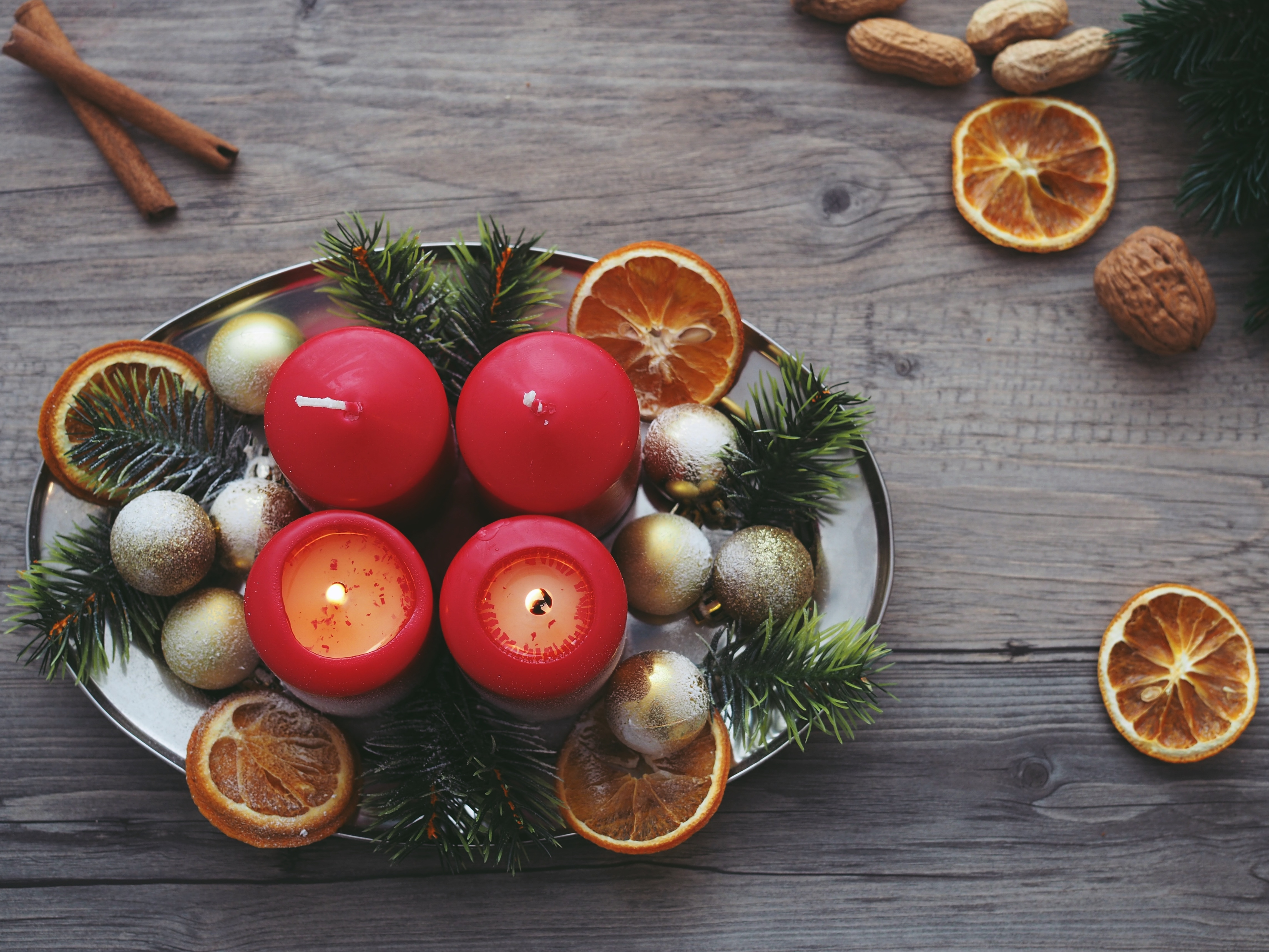 Cool Wallpapers holidays, oranges, candles, christmas, spruce, fir