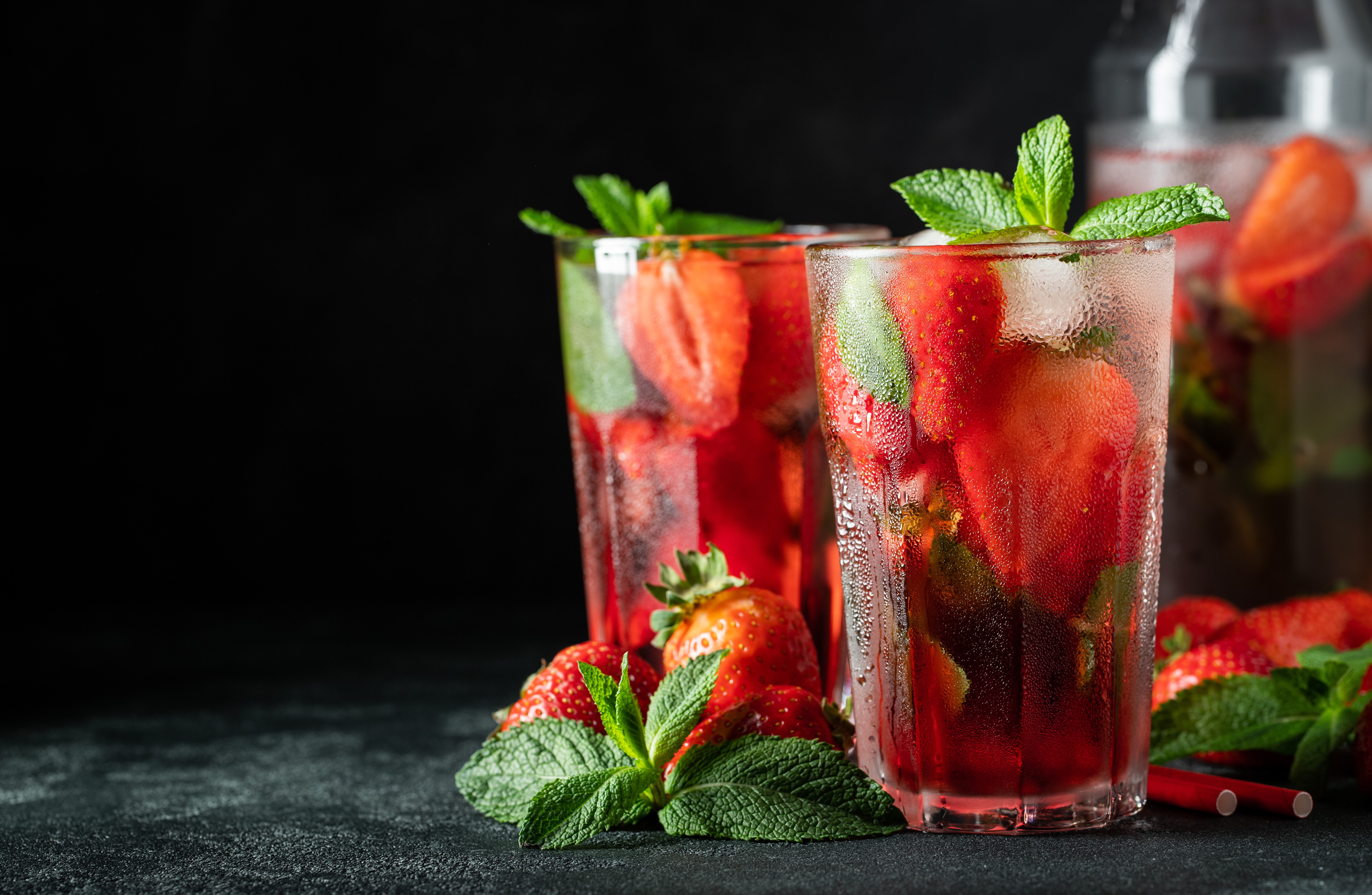 Free download wallpaper Food, Strawberry, Still Life, Glass, Drink on your PC desktop