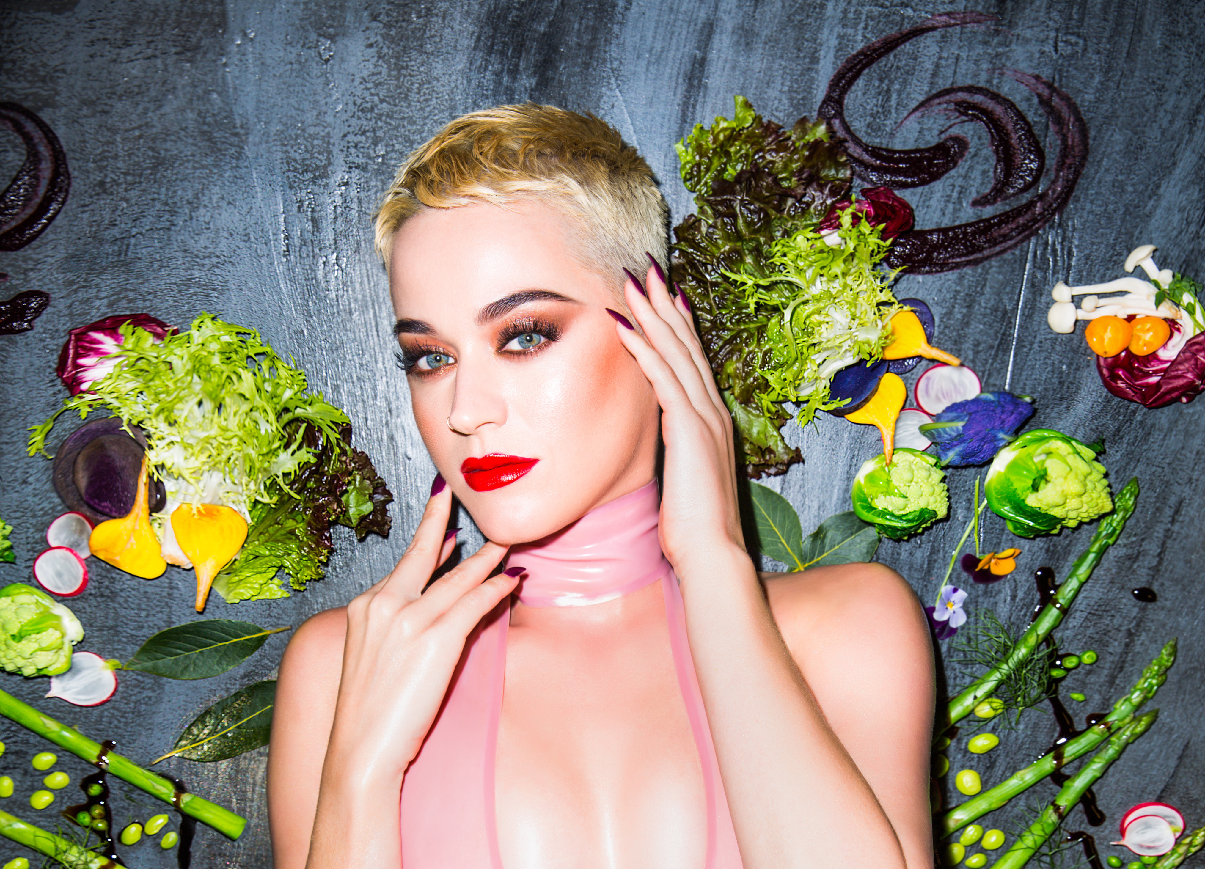Download mobile wallpaper Music, Katy Perry, Singer, Blonde, Vegetable, Blue Eyes, American, Short Hair, Lipstick for free.