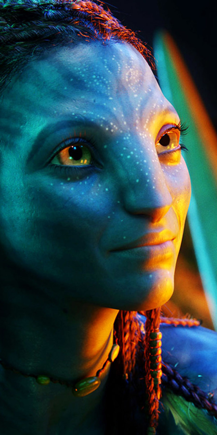 neytiri (avatar), avatar, movie, smile, earrings, yellow eyes, pointed ears