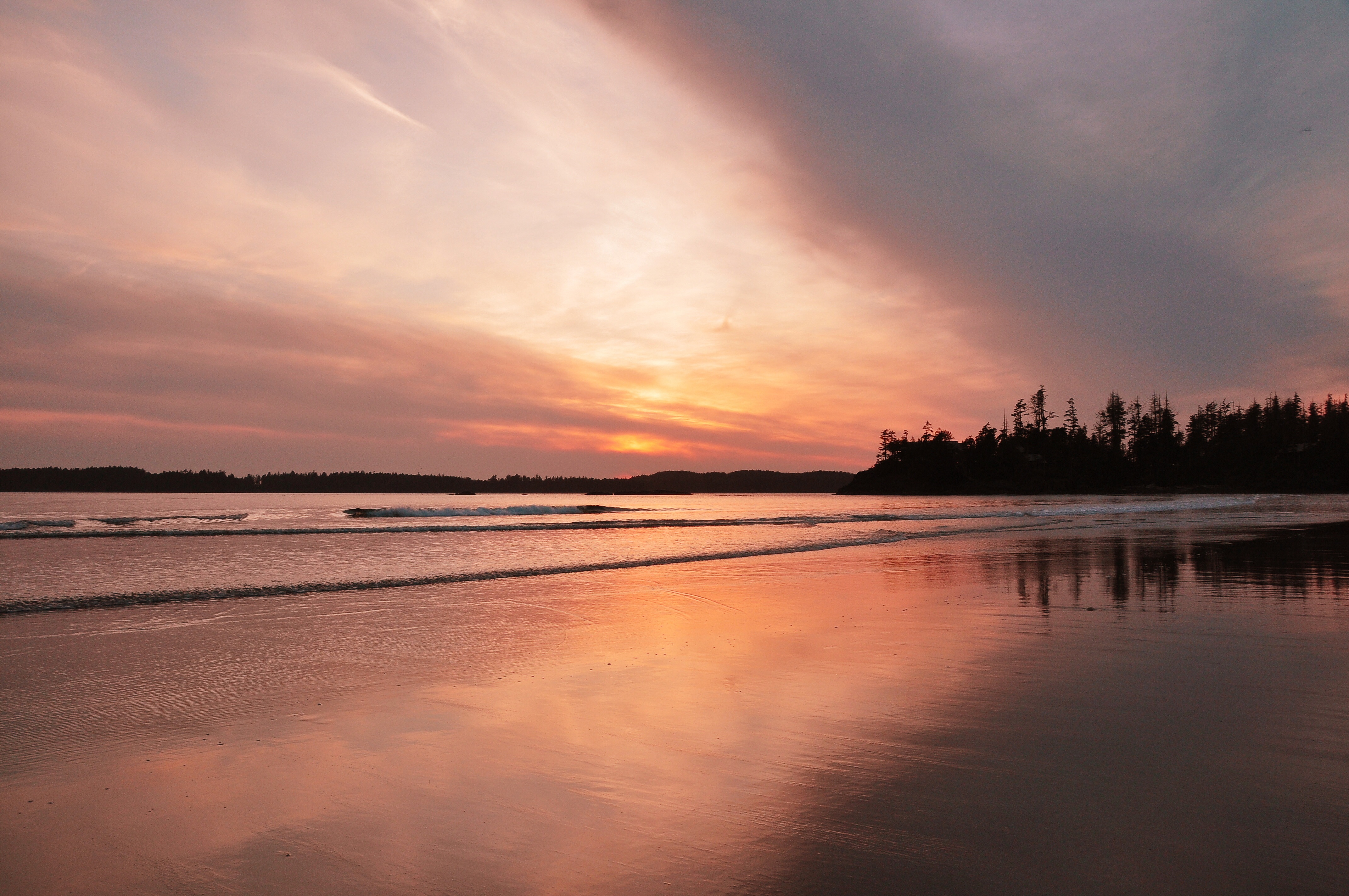 Download mobile wallpaper Sunset, Sky, Sea, Beach, Canada, Ocean, Earth, Cloud, Coastline for free.