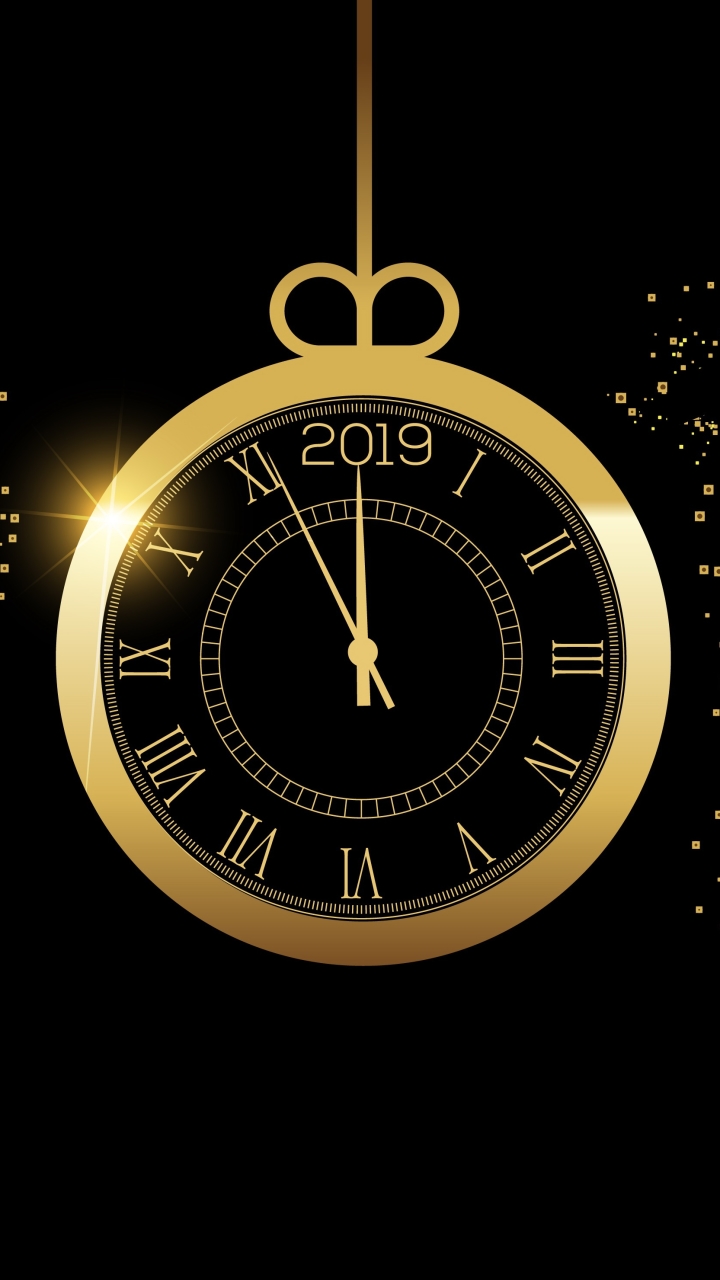 Download mobile wallpaper Clock, Holiday, New Year 2019 for free.