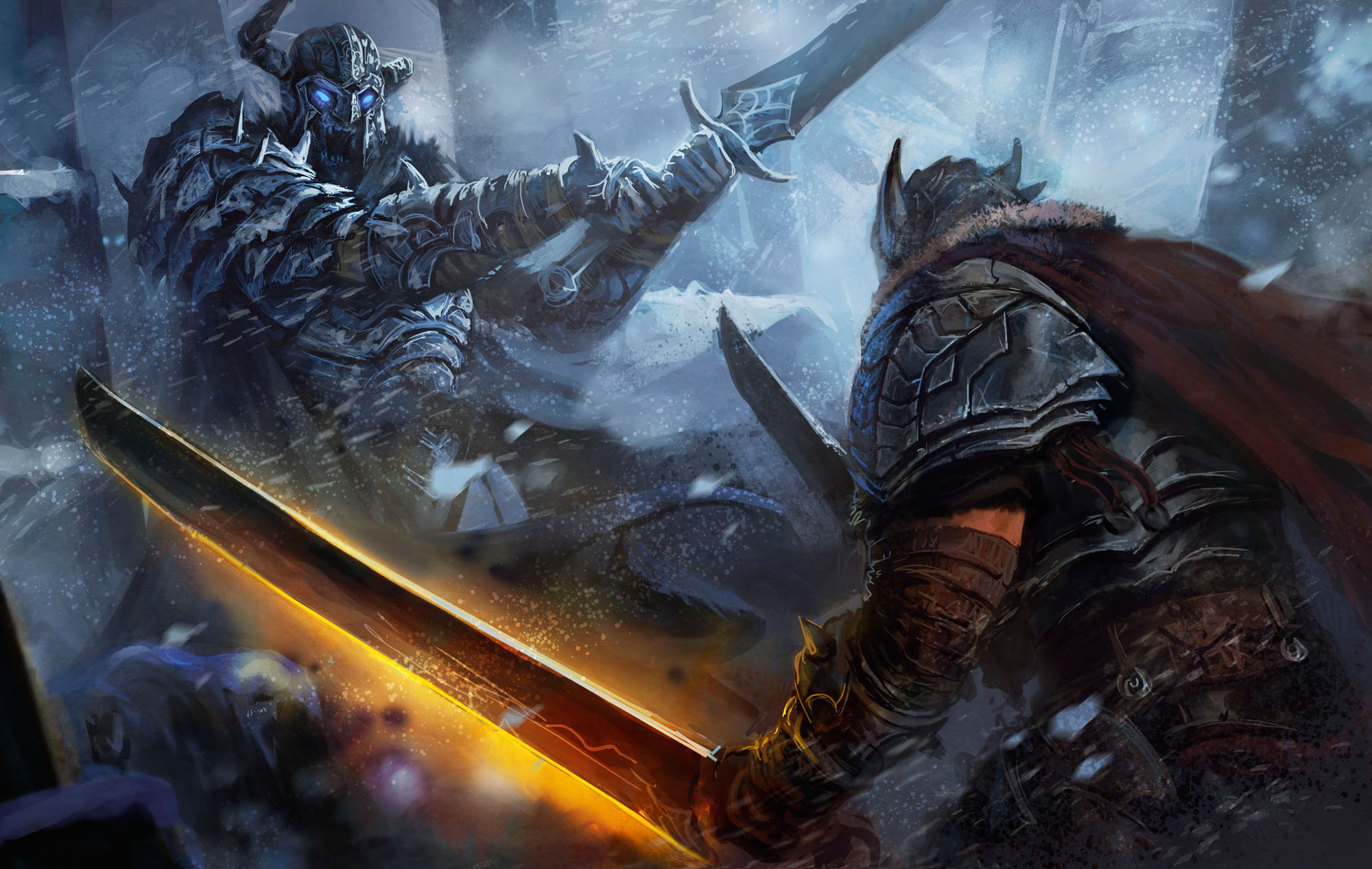 Download mobile wallpaper Fantasy, Warrior, Fight, Armor, Sword, Undead for free.