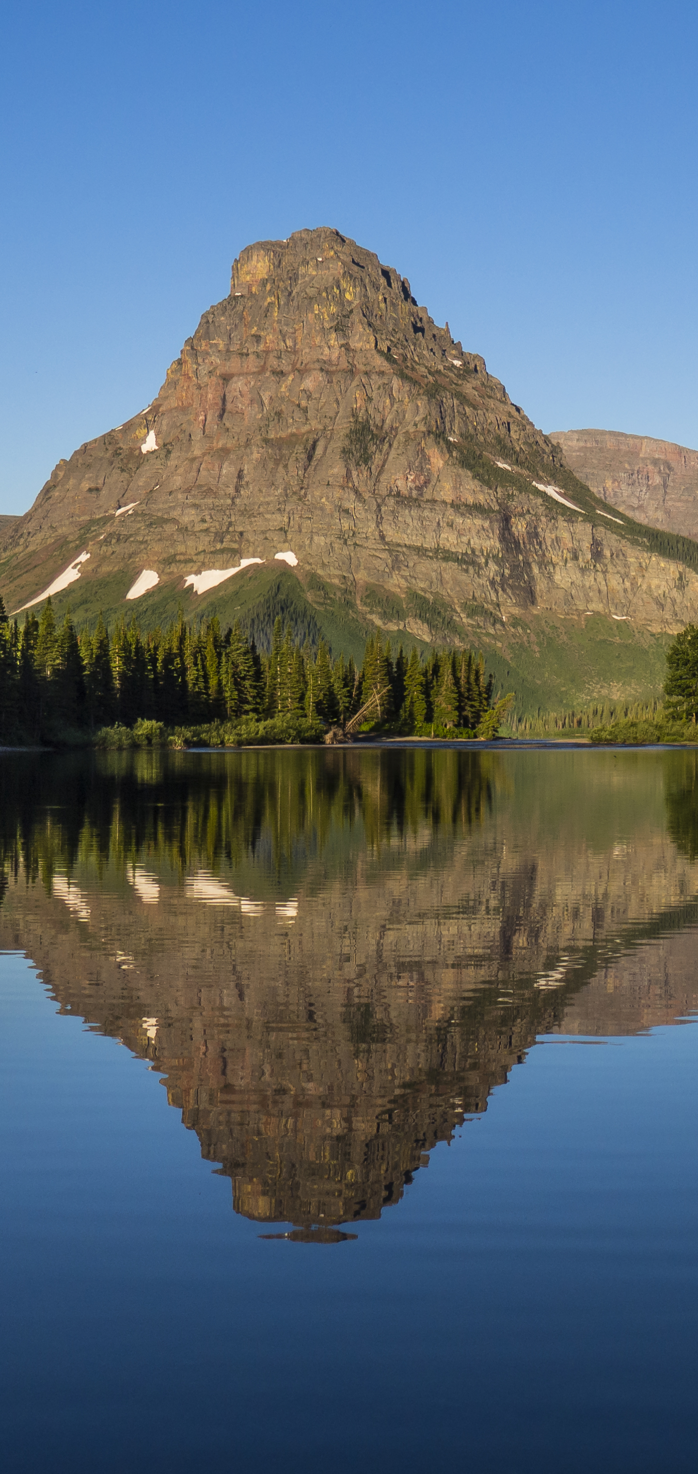 無料モバイル壁紙湖, 山, 反射, 地球, 国立公園, グレイシャー国立公園をダウンロードします。