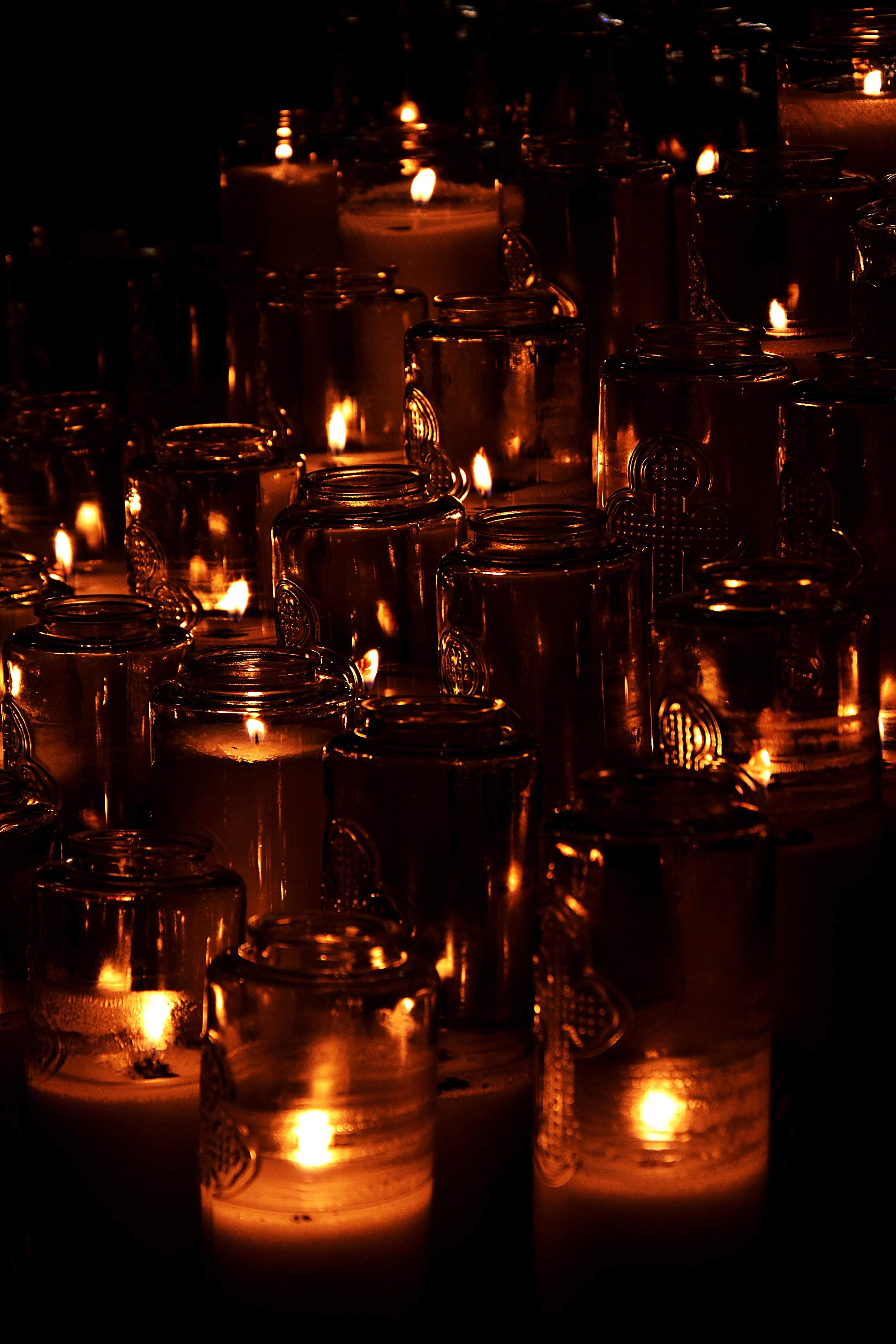 Download mobile wallpaper Lights, Flame, Dark, Candles for free.