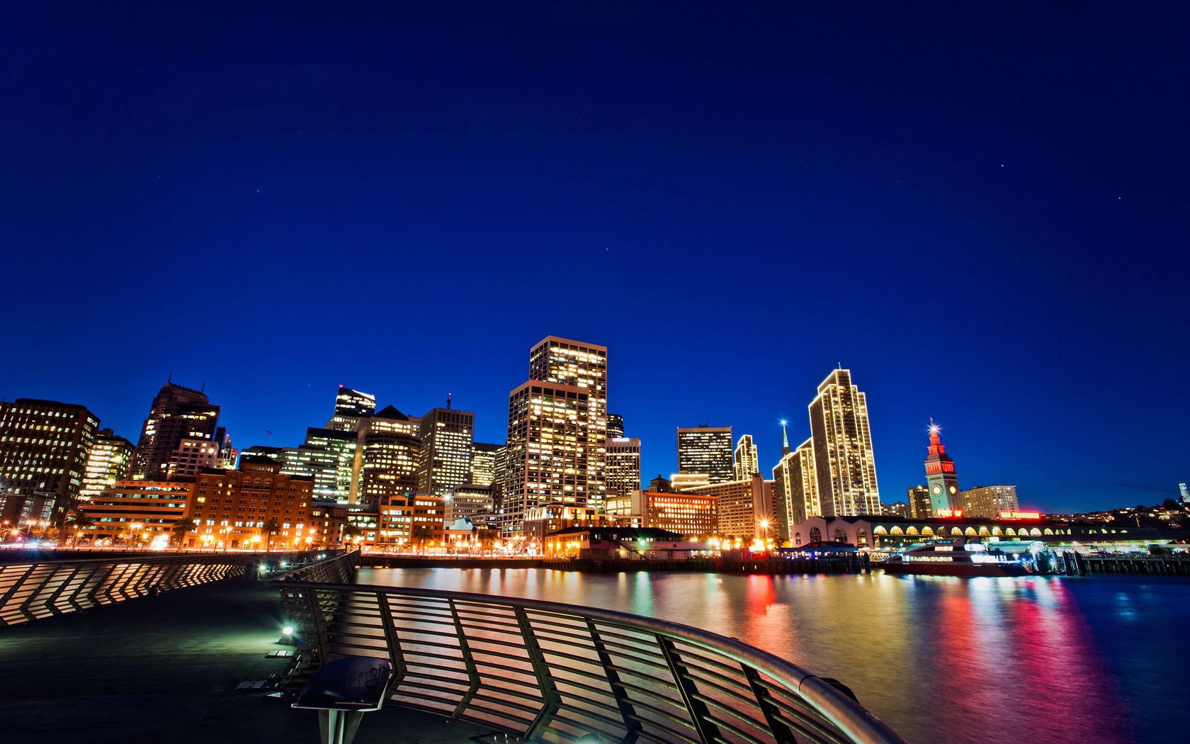 PCデスクトップにライト, ブリッジ, サンフランシスコ, 橋, ナイトシティ, 都市, 夜の街画像を無料でダウンロード