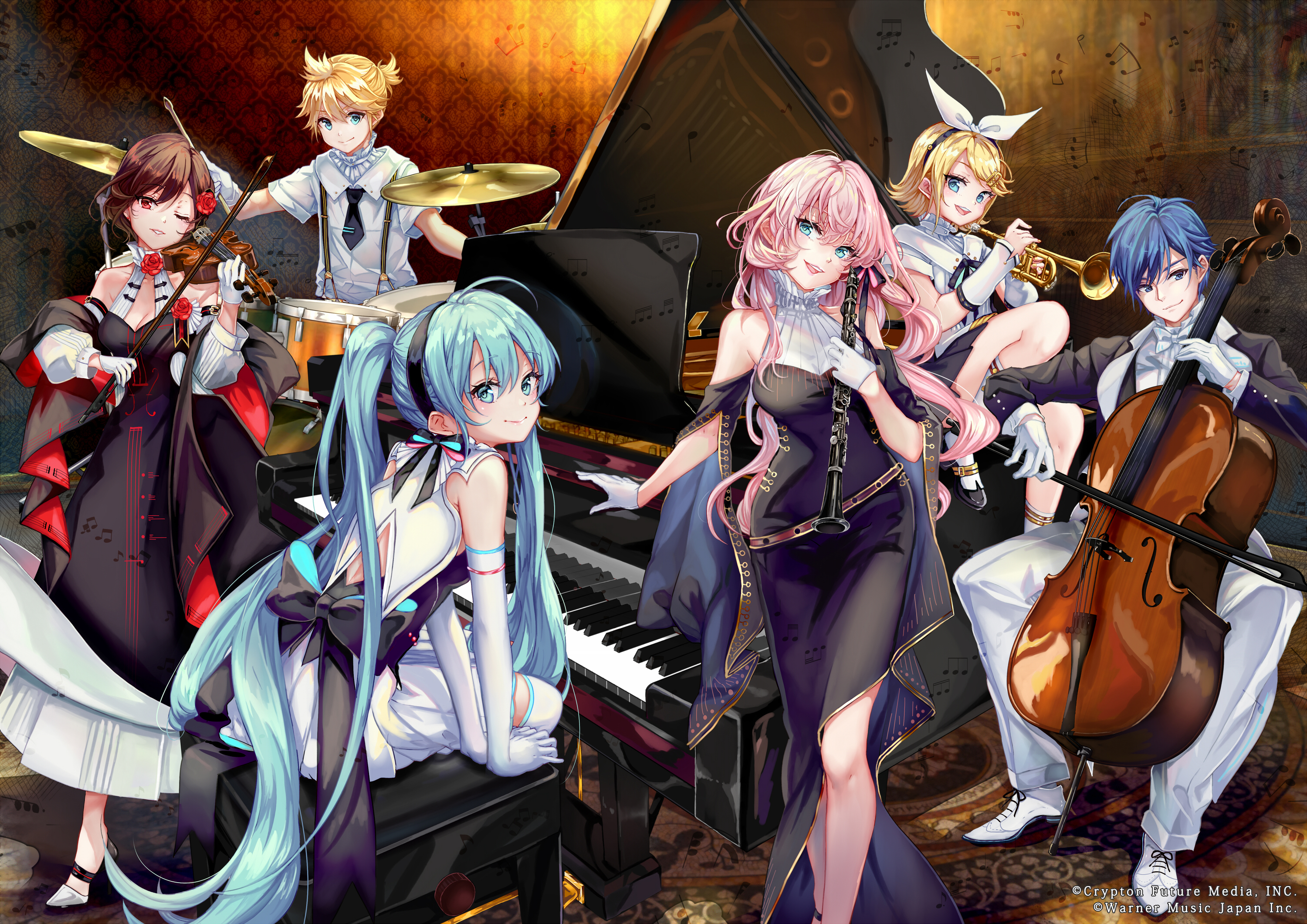 Laden Sie das Vocaloid, Animes, Lukas Megurin, Rin Kagamine, Kaito (Vocaloid), Len Kagamine, Meiko (Vocaloid)-Bild kostenlos auf Ihren PC-Desktop herunter
