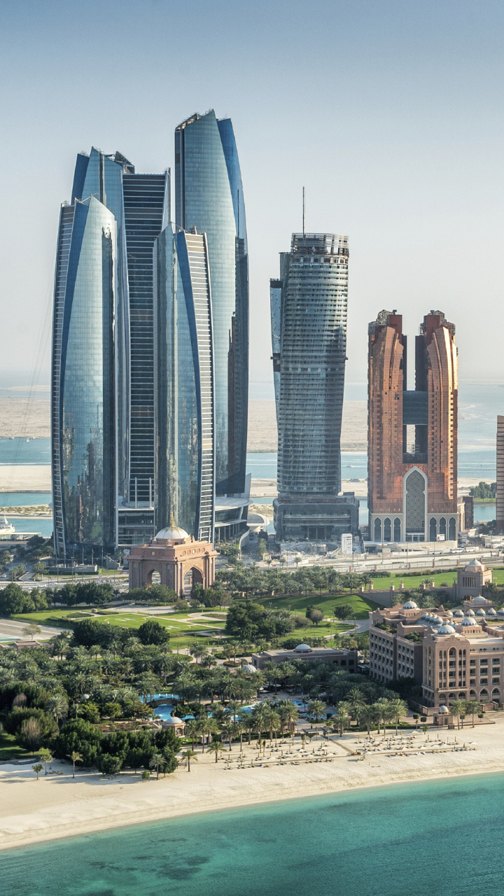 Handy-Wallpaper Gebäude, Vereinigte Arabische Emirate, Abu Dhabi, Menschengemacht, Etihad Türme kostenlos herunterladen.