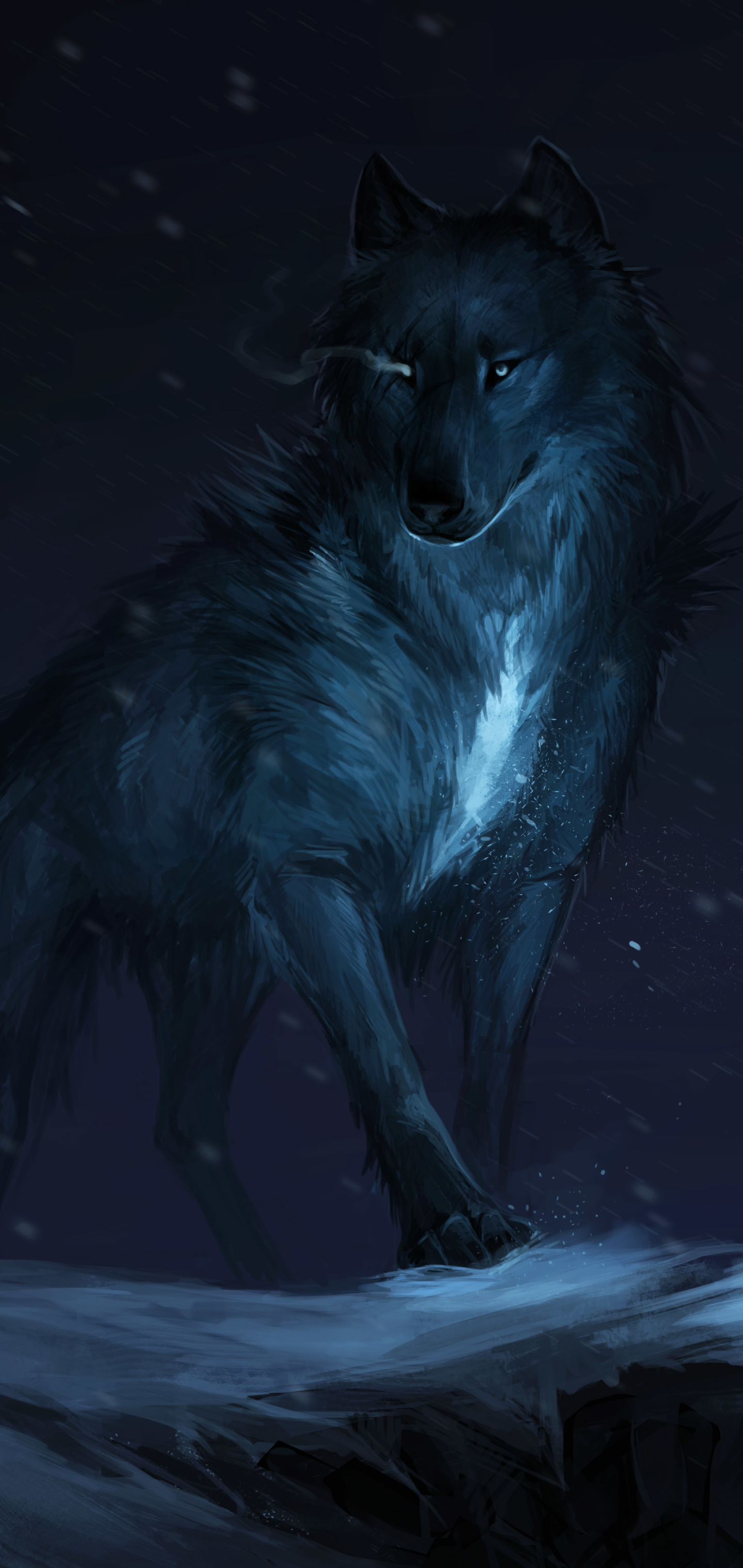 Download mobile wallpaper Fantasy, Night, Wolf, Fantasy Animals for free.