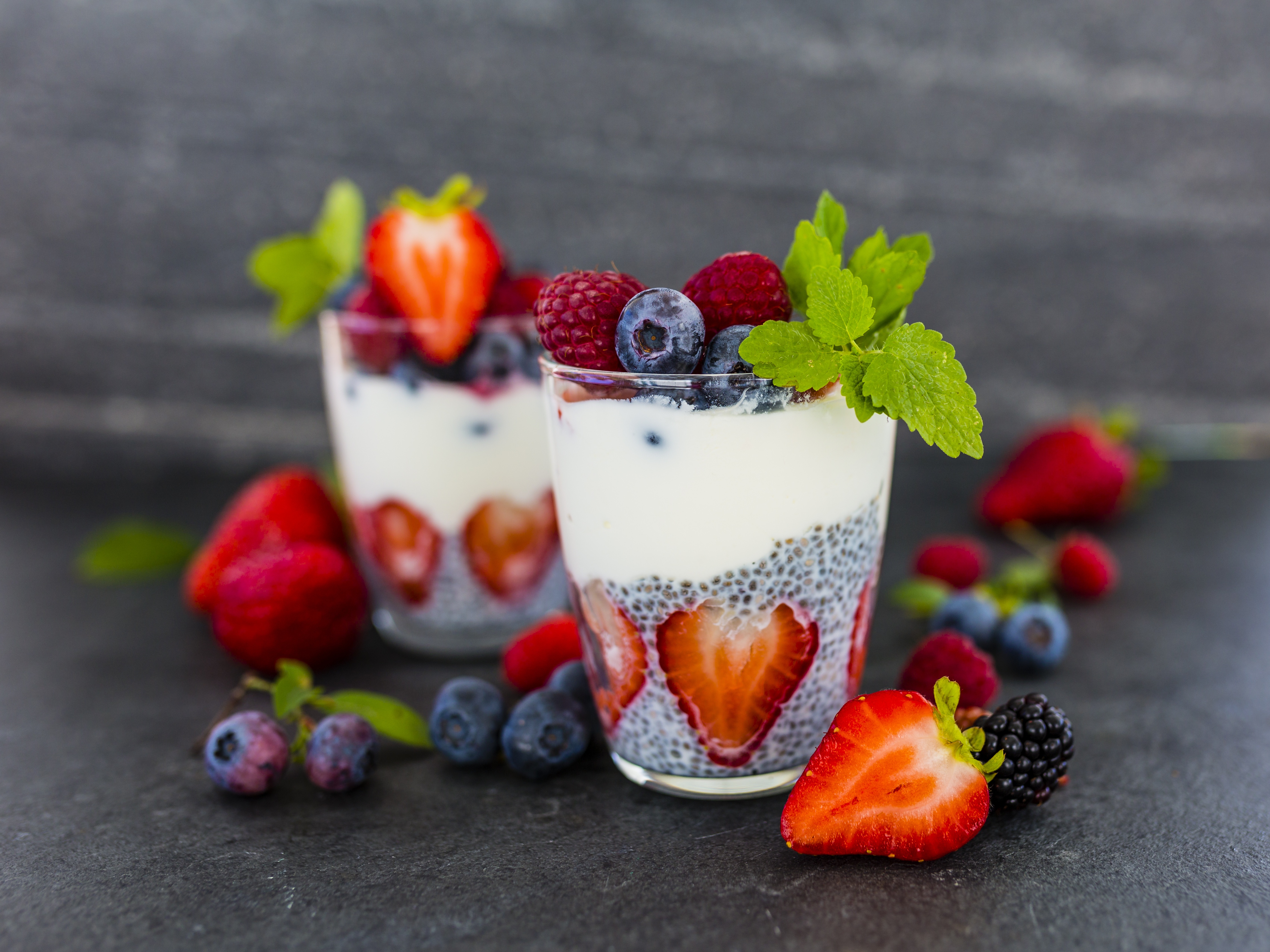 Download mobile wallpaper Food, Strawberry, Dessert, Blueberry, Berry, Fruit, Yogurt for free.