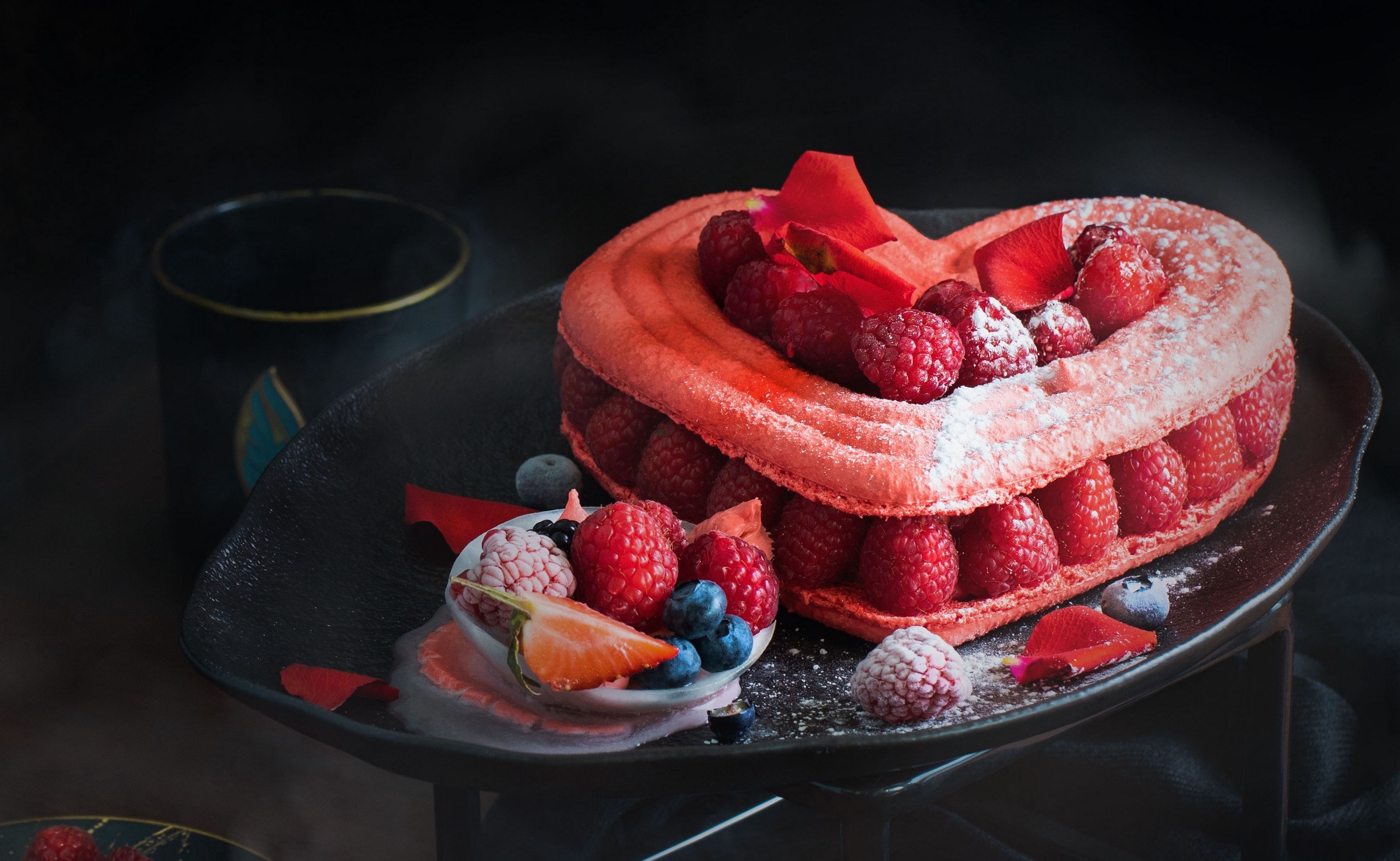 Free download wallpaper Food, Dessert, Raspberry, Still Life, Cake, Berry, Fruit, Heart Shaped, Pastry on your PC desktop
