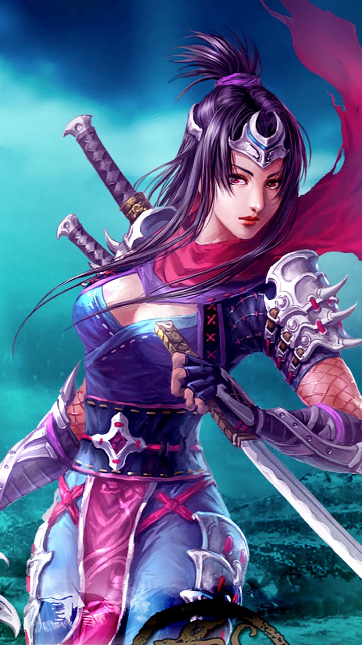 Download mobile wallpaper Fantasy, Women Warrior, Woman Warrior, Purple Hair for free.