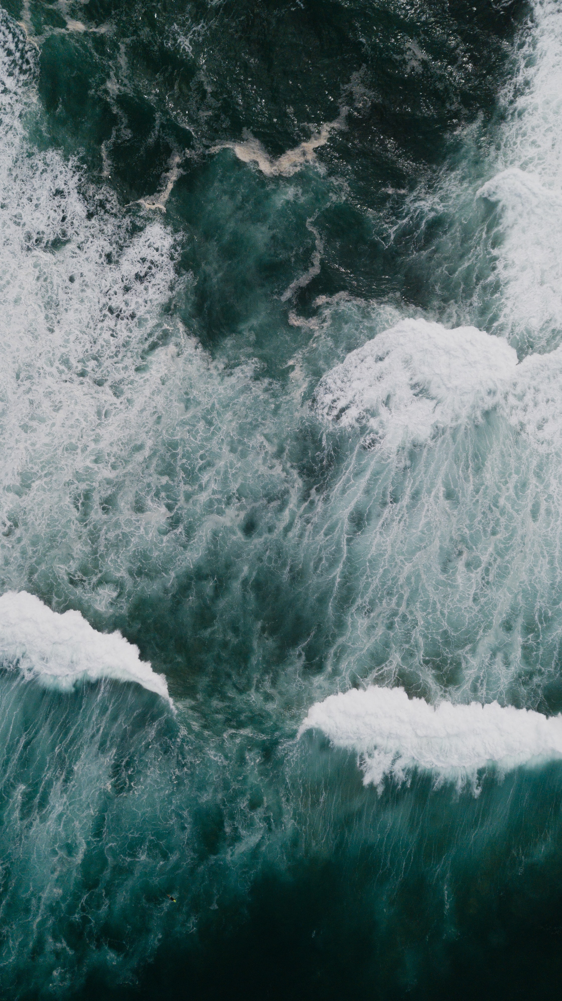 Download mobile wallpaper View From Above, Waves, Water, Nature, Ocean for free.