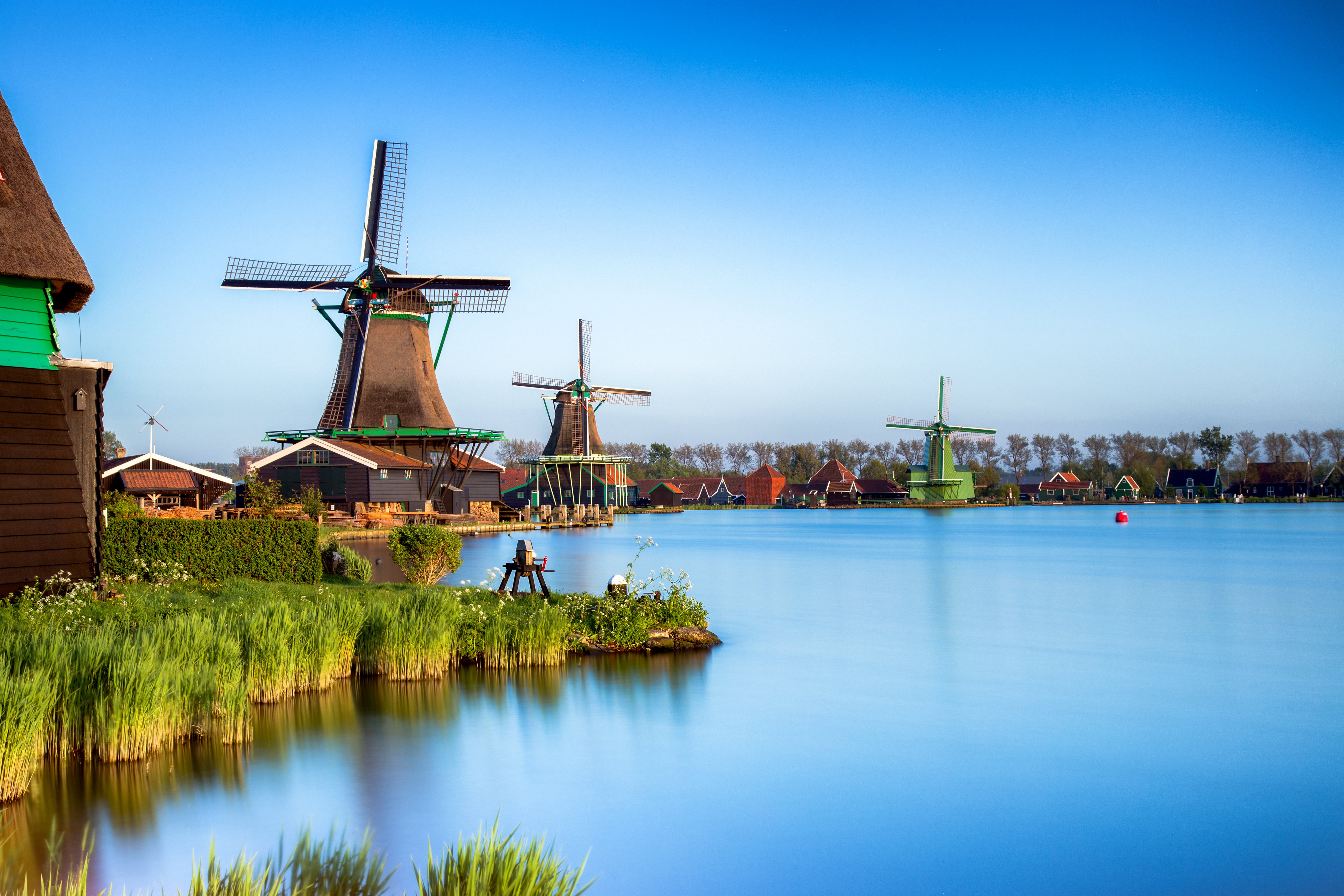 Скачать обои бесплатно Нидерланды, Ветряная Мельница, Сделано Человеком картинка на рабочий стол ПК