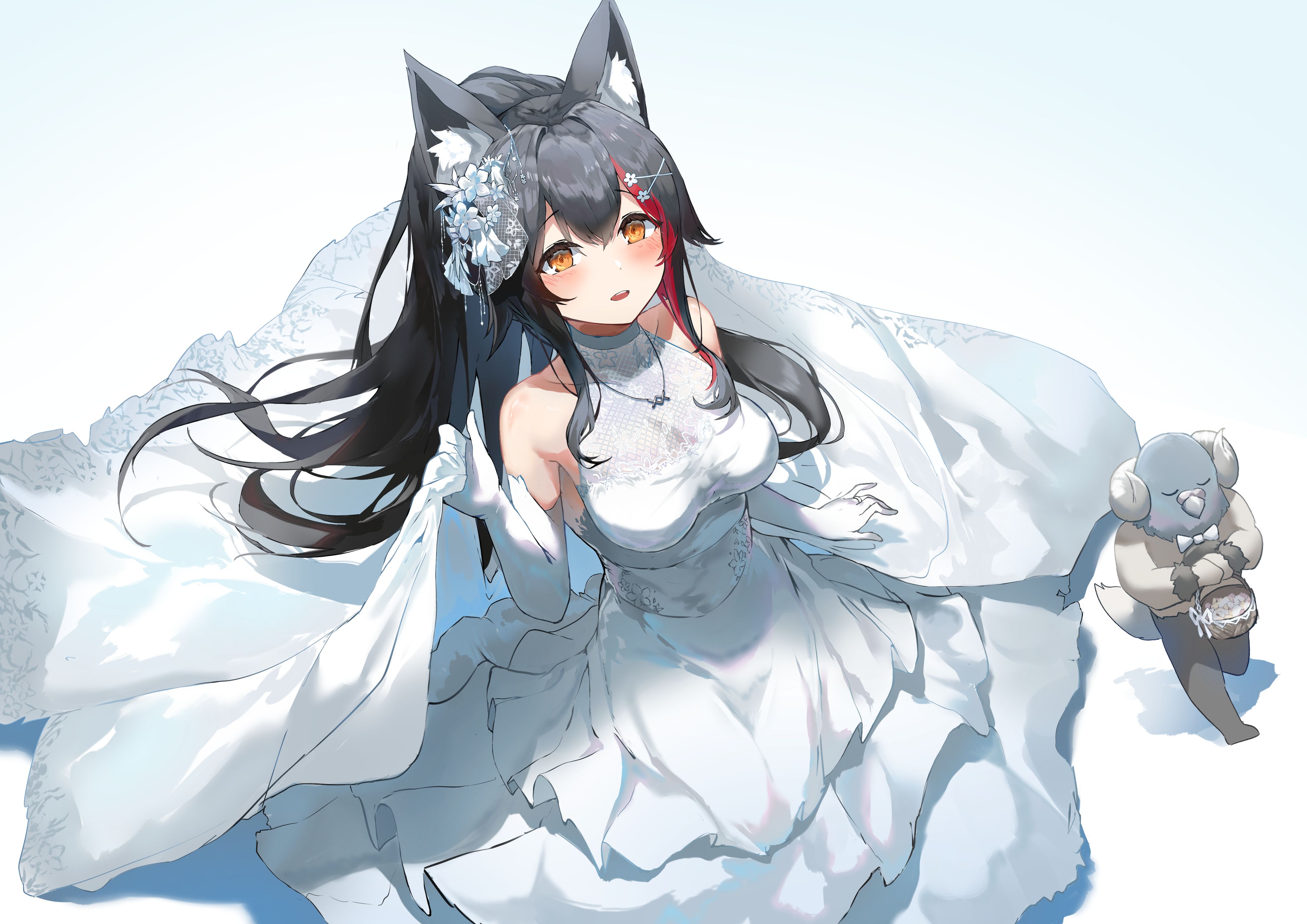 Free download wallpaper Anime, Bride, Animal Ears, Virtual Youtuber, Hololive, Ookami Mio on your PC desktop
