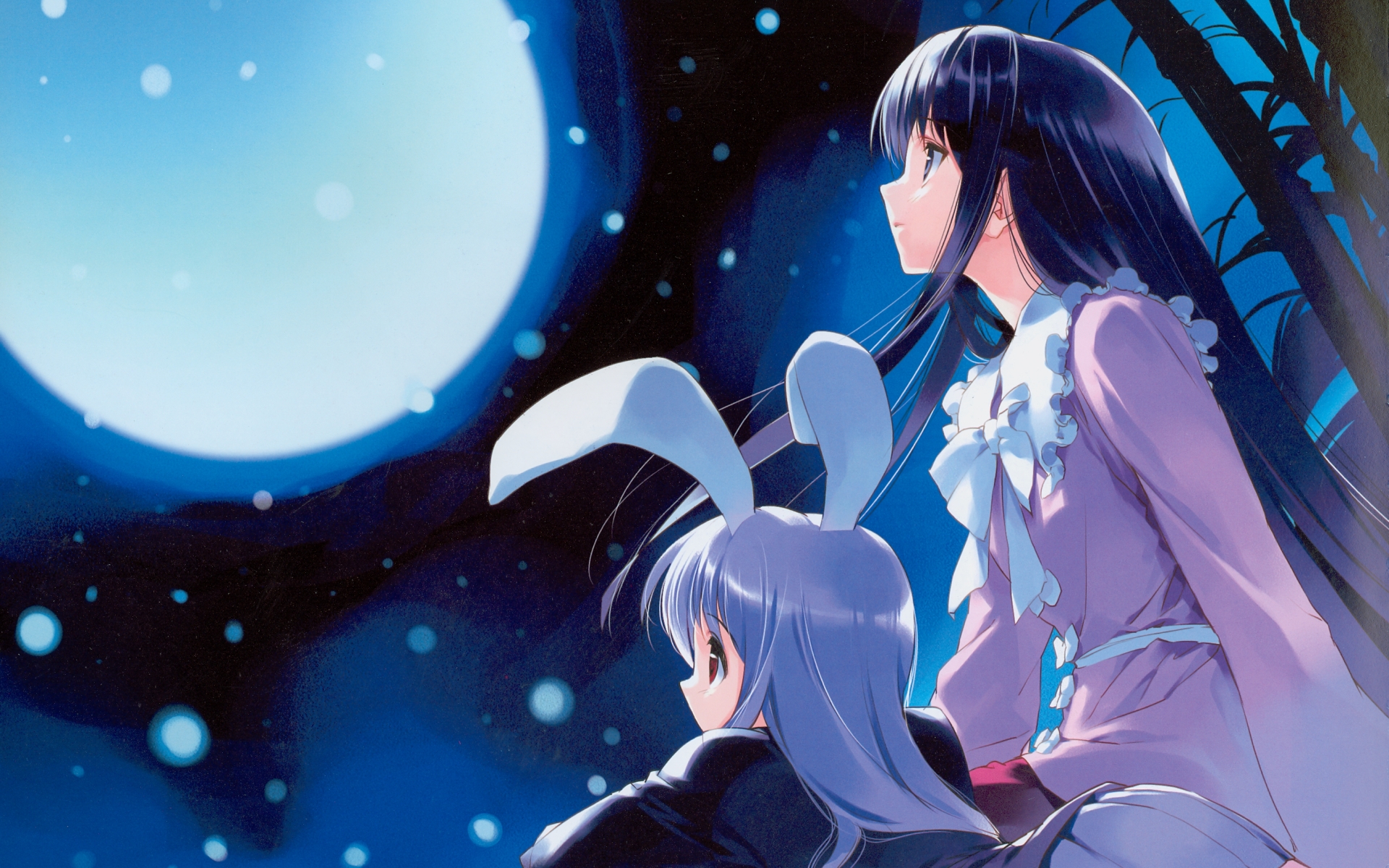 Free download wallpaper Anime, Moon, Touhou, Kaguya Houraisan, Reisen Udongein Inaba on your PC desktop