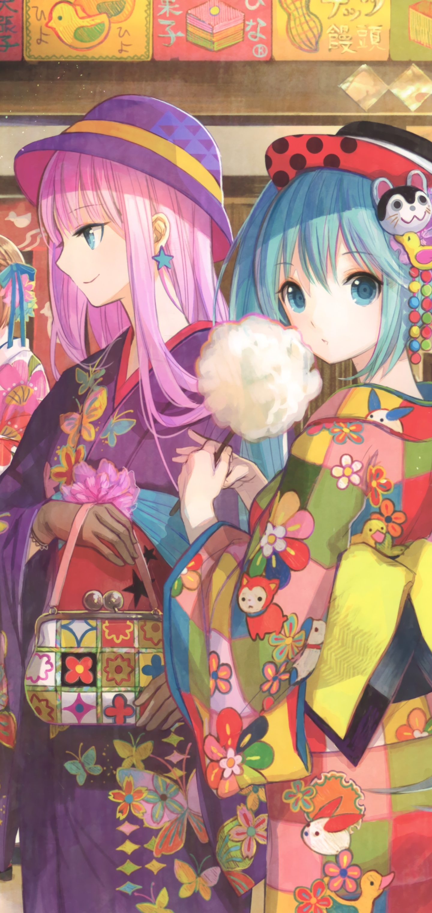 Download mobile wallpaper Anime, Vocaloid, Kimono, Hatsune Miku, Luka Megurine, Japanese Clothes for free.