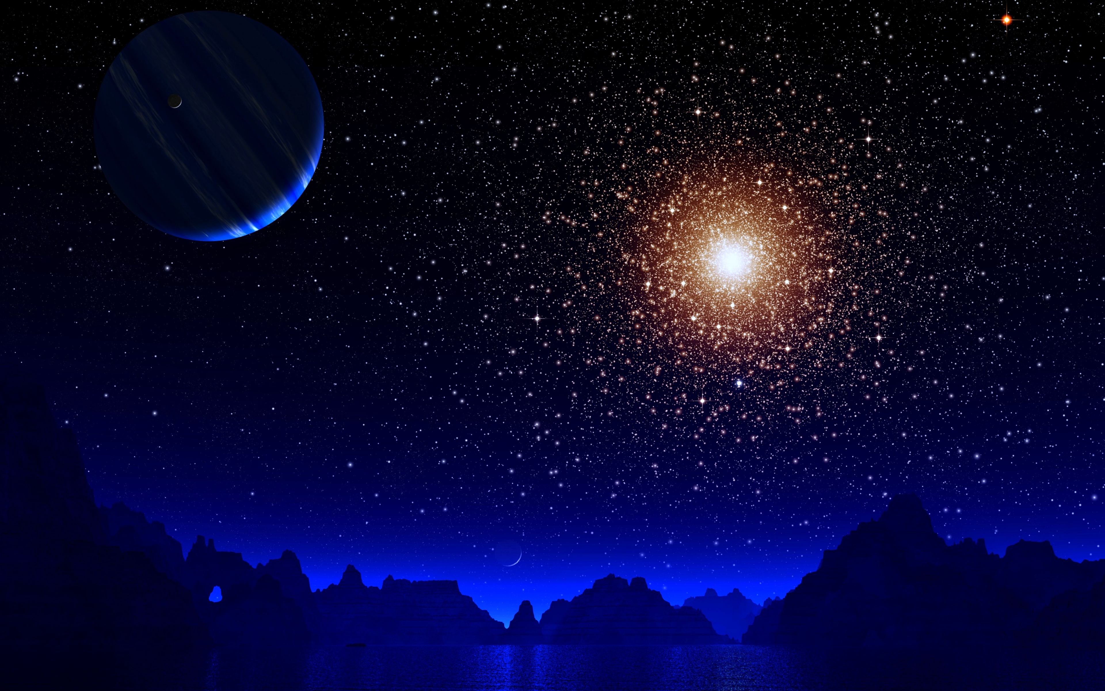 Download mobile wallpaper Landscape, Sky, Stars, Night, Space, Planet, Sci Fi for free.