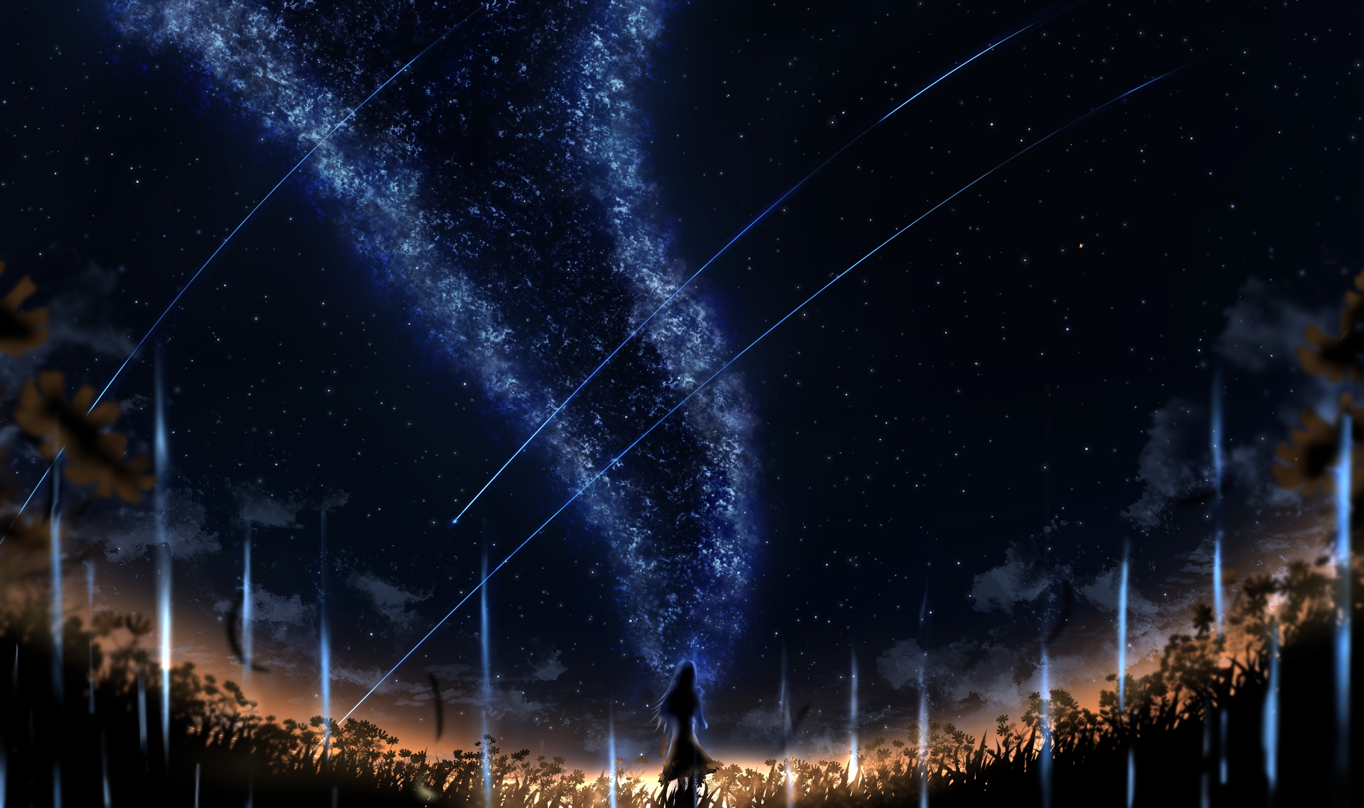 Handy-Wallpaper Nacht, Himmel, Animes, Sternenklarer Himmel kostenlos herunterladen.