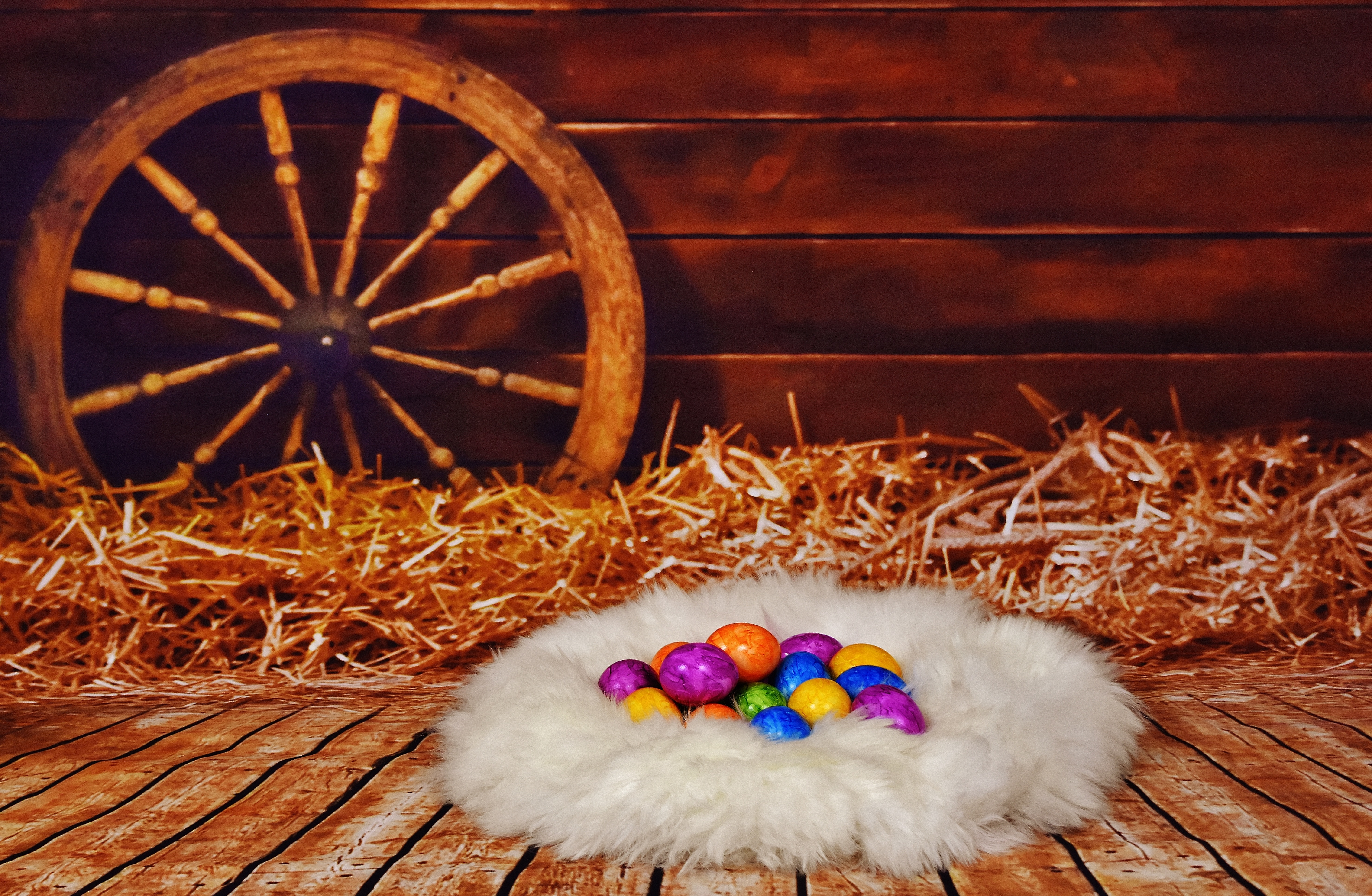 holidays, eggs, easter, nest, hay