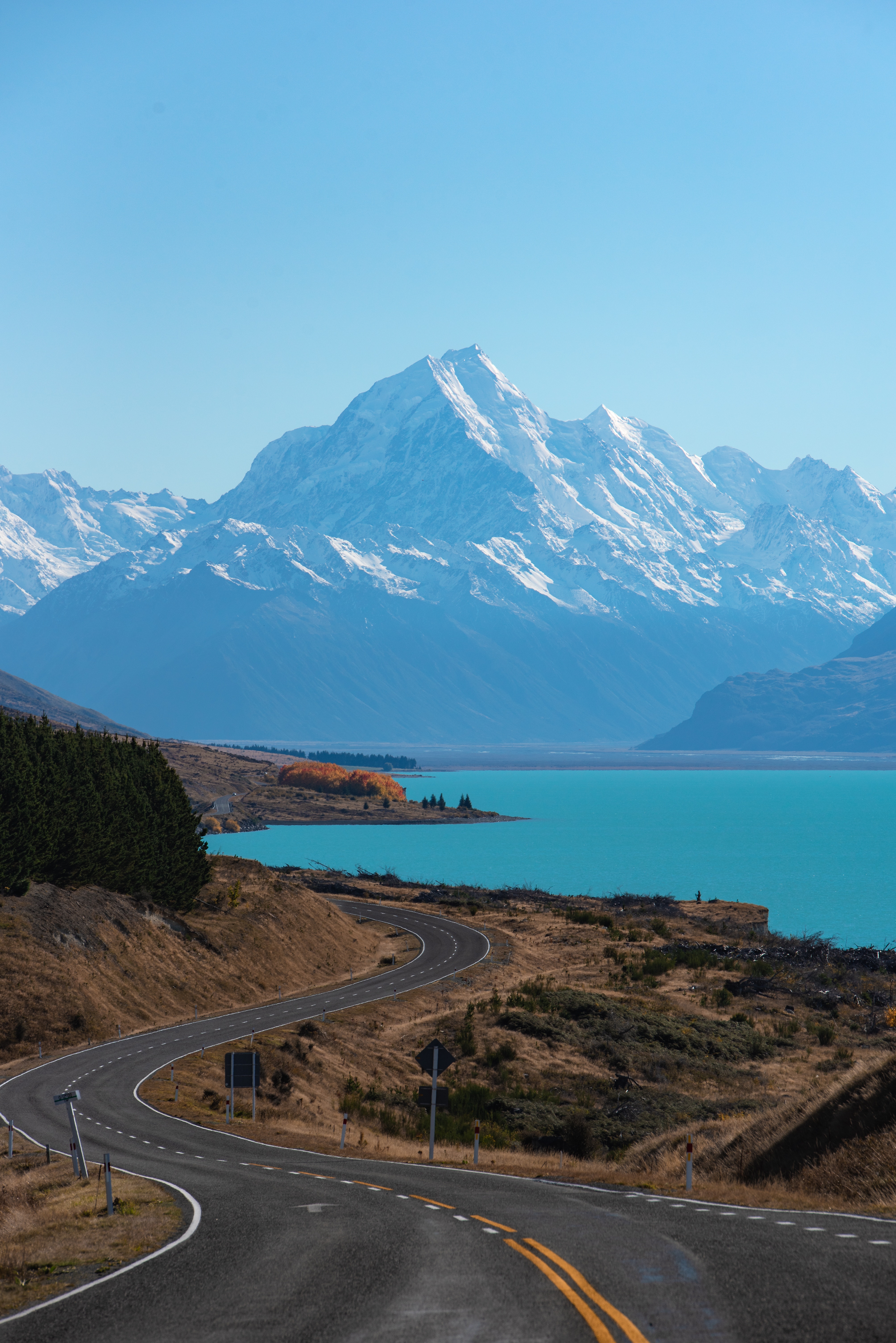 無料モバイル壁紙道路, 山脈, 湖, 道, プカキ, 自然, ニュージーランドをダウンロードします。