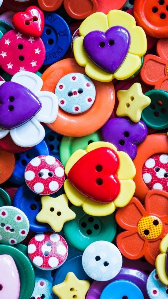 man made, button, colors, flower, colorful, heart HD wallpaper