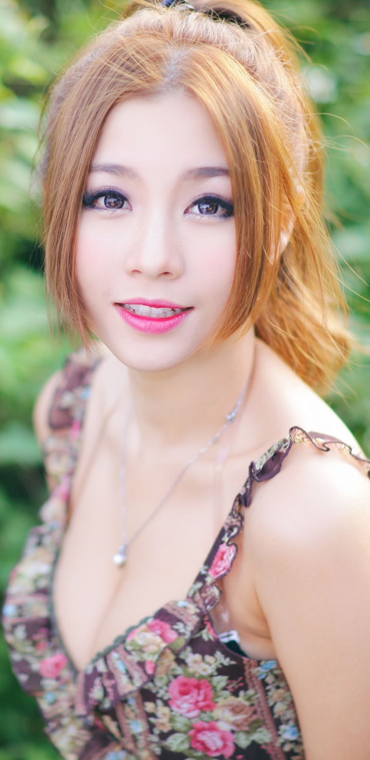 Download mobile wallpaper Smile, Redhead, Model, Women, Asian for free.